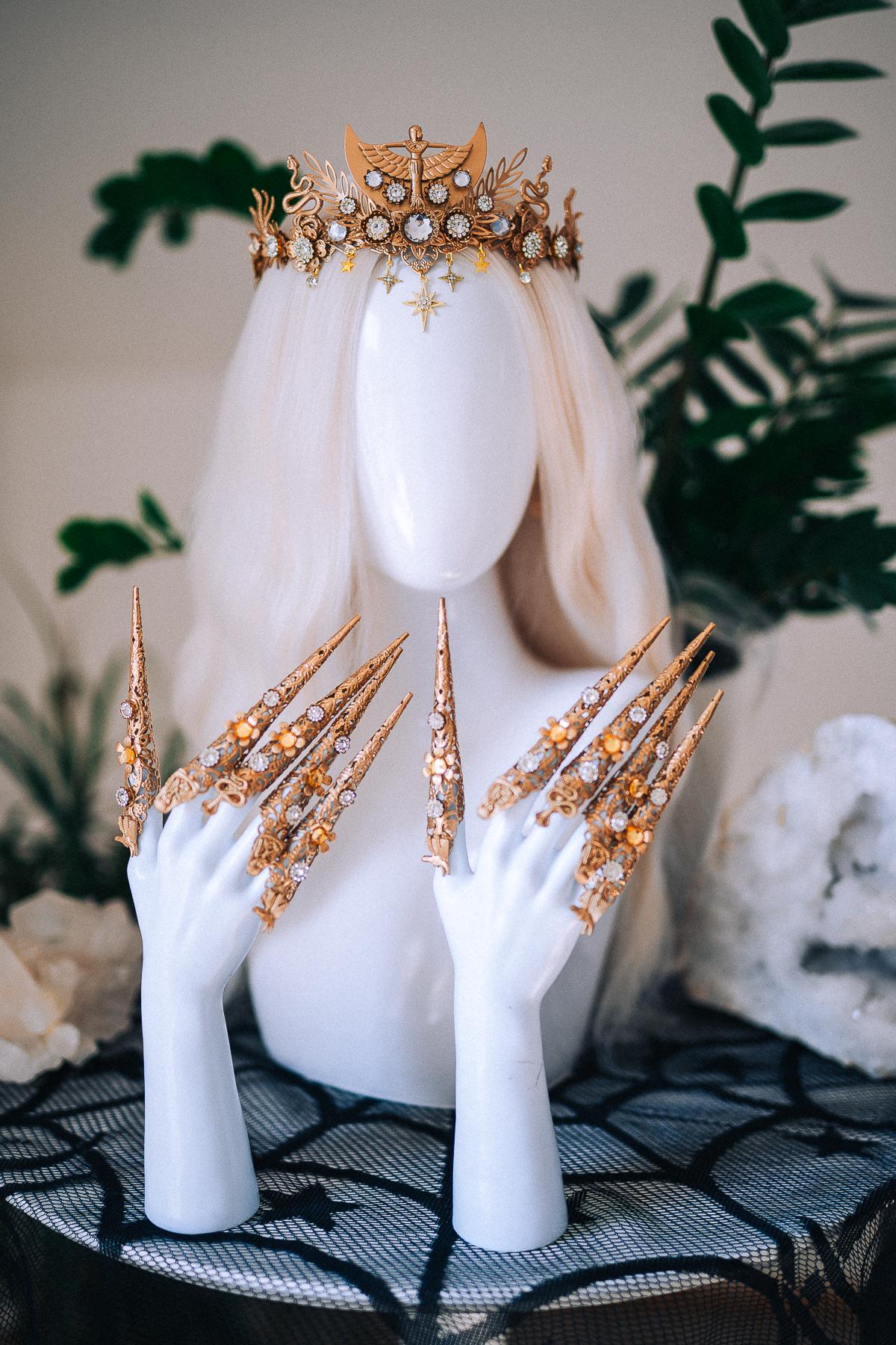 Cleopatra Tiara, Egyptian Goddess Crown, Gold Egyptian Headpiece, Snake Crown, Pharaoh Queen Costume, Egyptian Jewelry