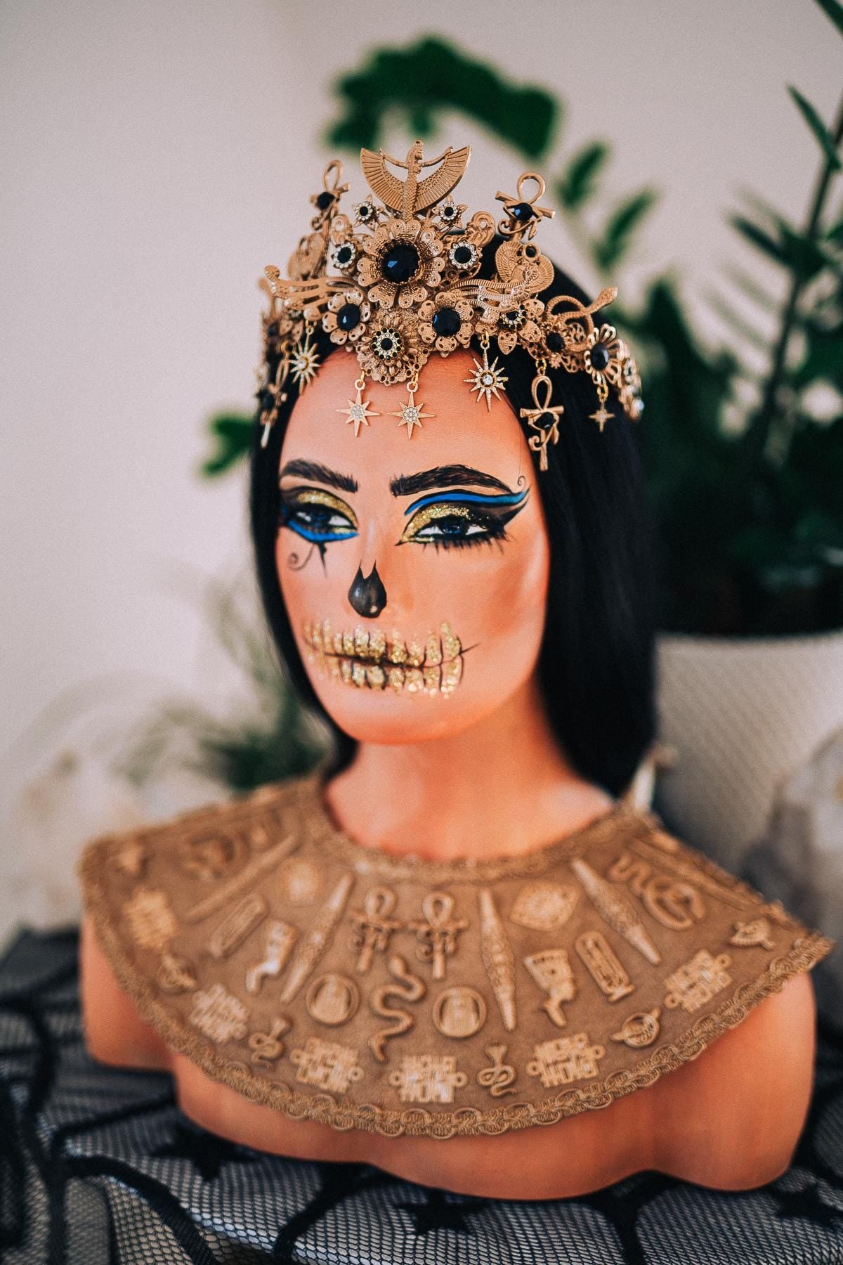 Cleopatra Pectoral Necklace, Egyptian Goddess Collar, Gold Pharaoh Necklace, Ancient Egypt Statement Jewelry