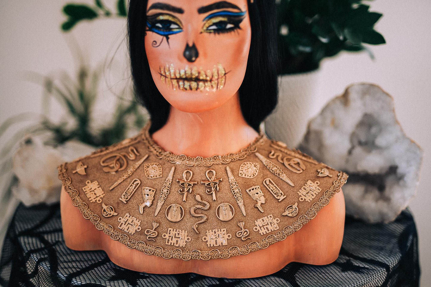 Cleopatra Pectoral Necklace, Egyptian Goddess Collar, Gold Pharaoh Necklace, Ancient Egypt Statement Jewelry