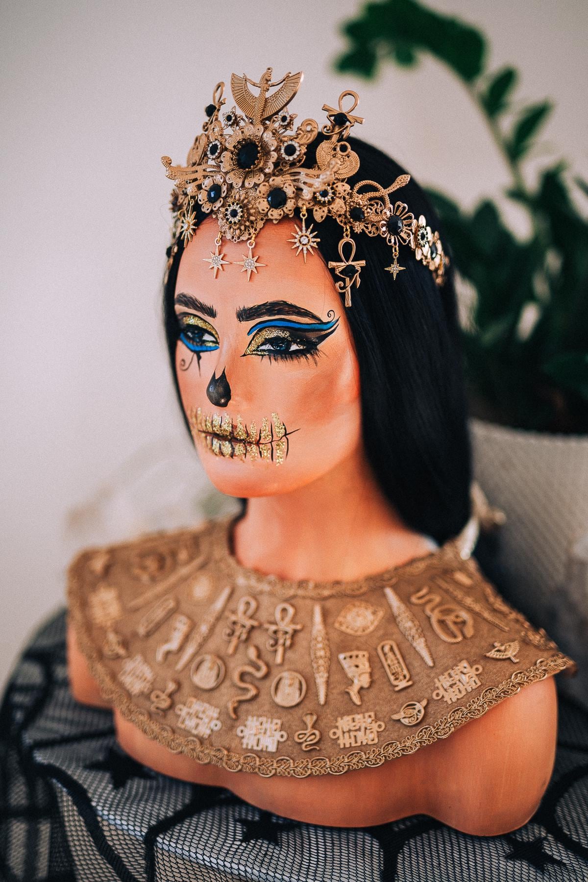 Cleopatra Pectoral Necklace, Egyptian Goddess Collar, Gold Pharaoh Necklace, Ancient Egypt Statement Jewelry