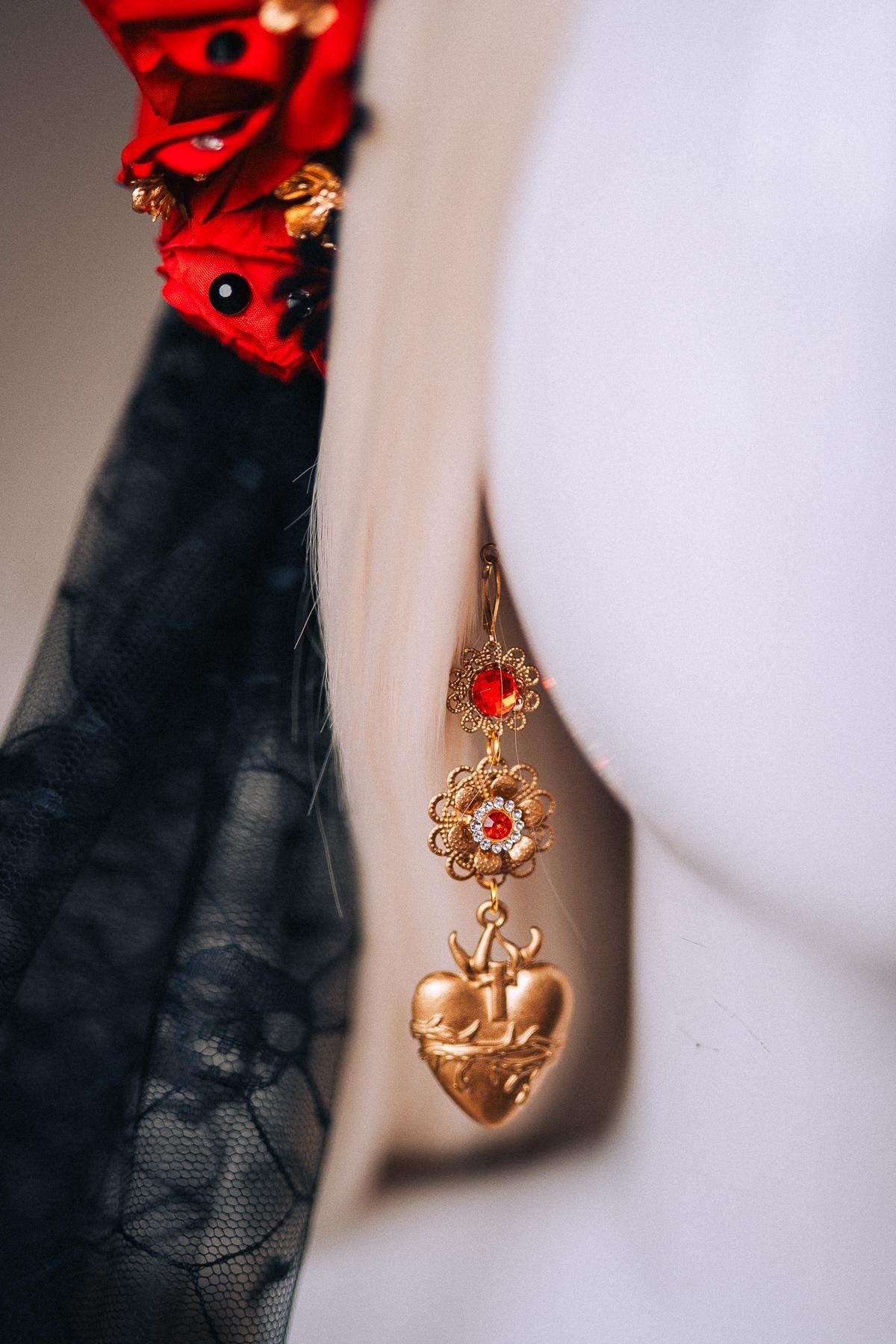 La Catrina Rib Cage Harness, Día de los Muertos Body Jewelry, Gold Sacred Heart Chest Piece, Catrina Body Harness