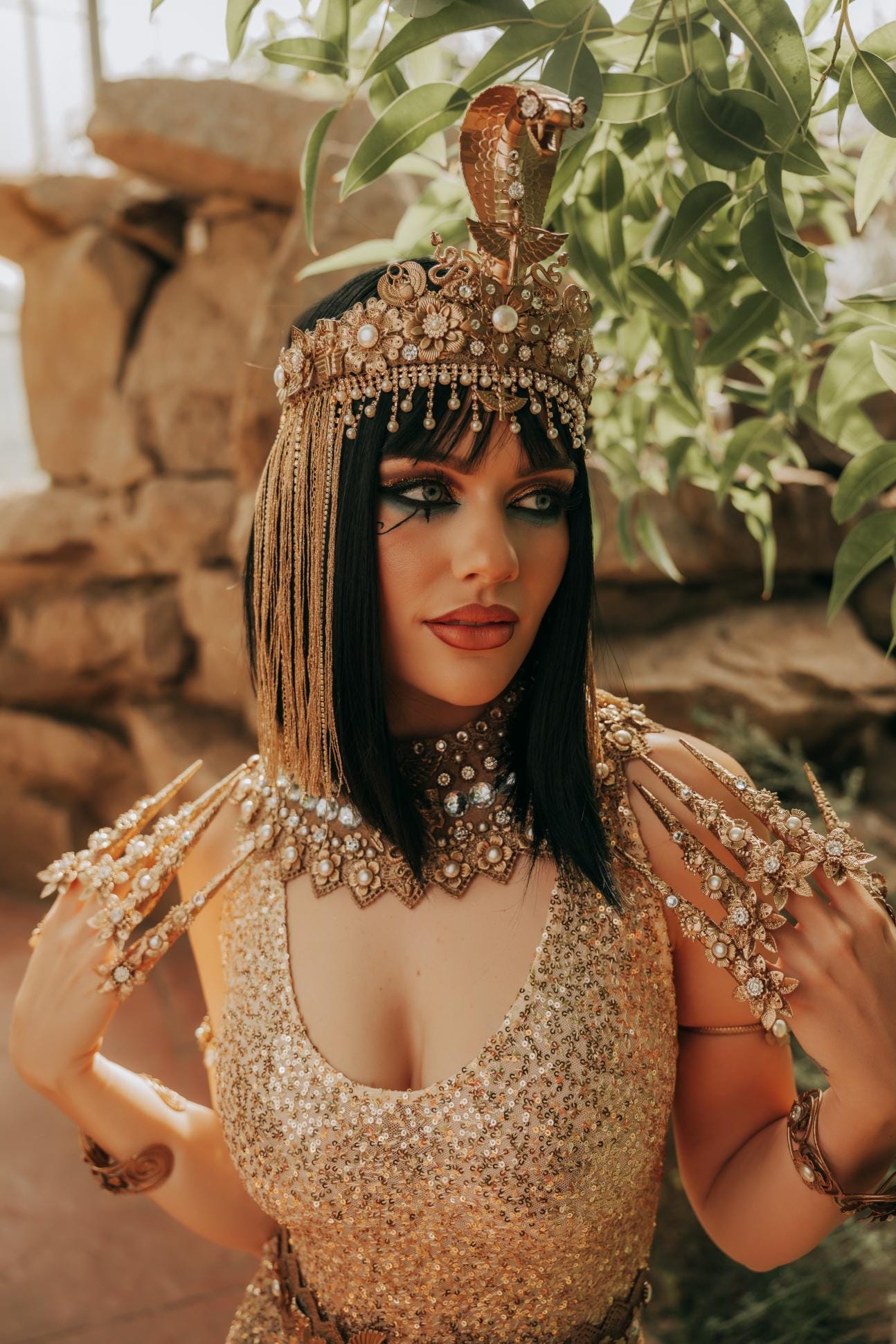 Cleopatra Wrist Cuffs Pair, Egyptian Gold Bracelets, Egyptian Queen Jewelry, Cleopatra Costume Accessories