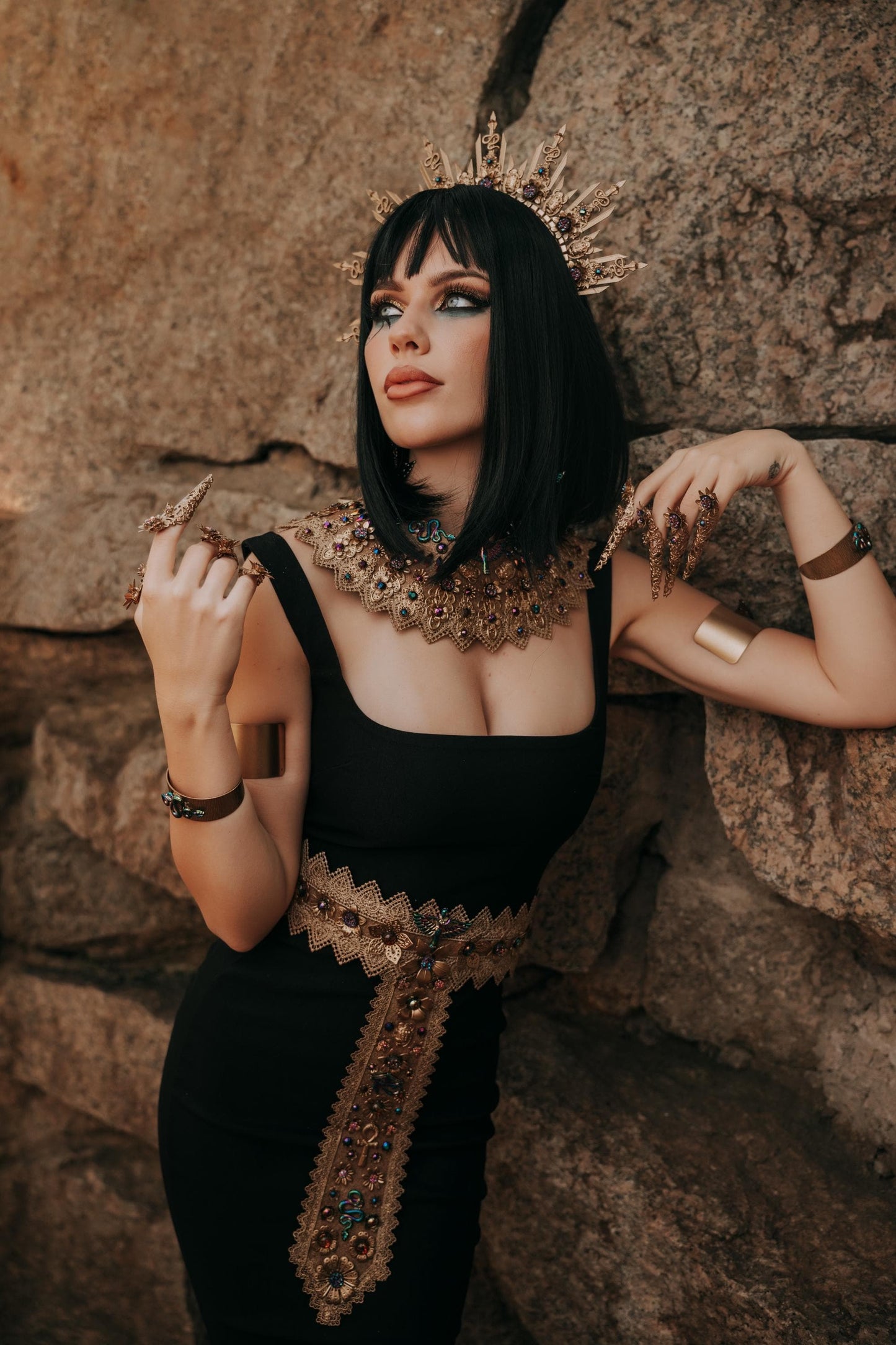 Cleopatra Wrist Cuffs, Egyptian Gold Bracelets, Pharaoh Arm Jewelry, Goddess Cuffs, Egyptian Queen Costume Accessories