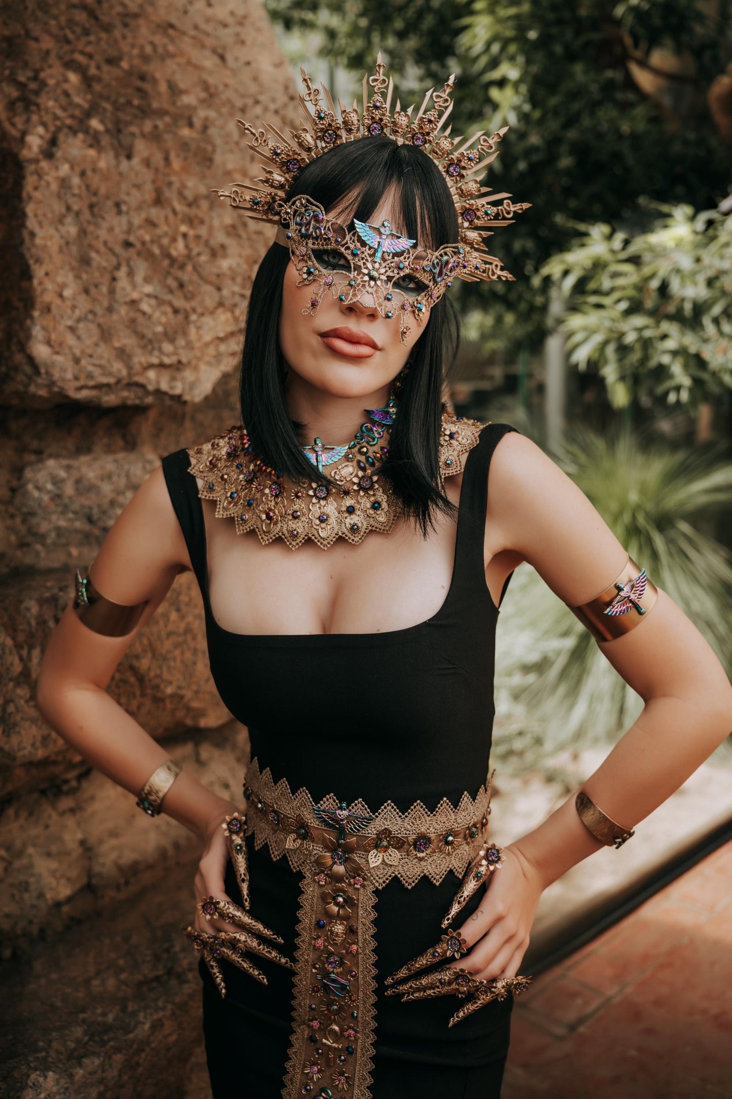 Cleopatra Wrist Cuffs, Egyptian Gold Bracelets, Pharaoh Arm Jewelry, Goddess Cuffs, Egyptian Queen Costume Accessories