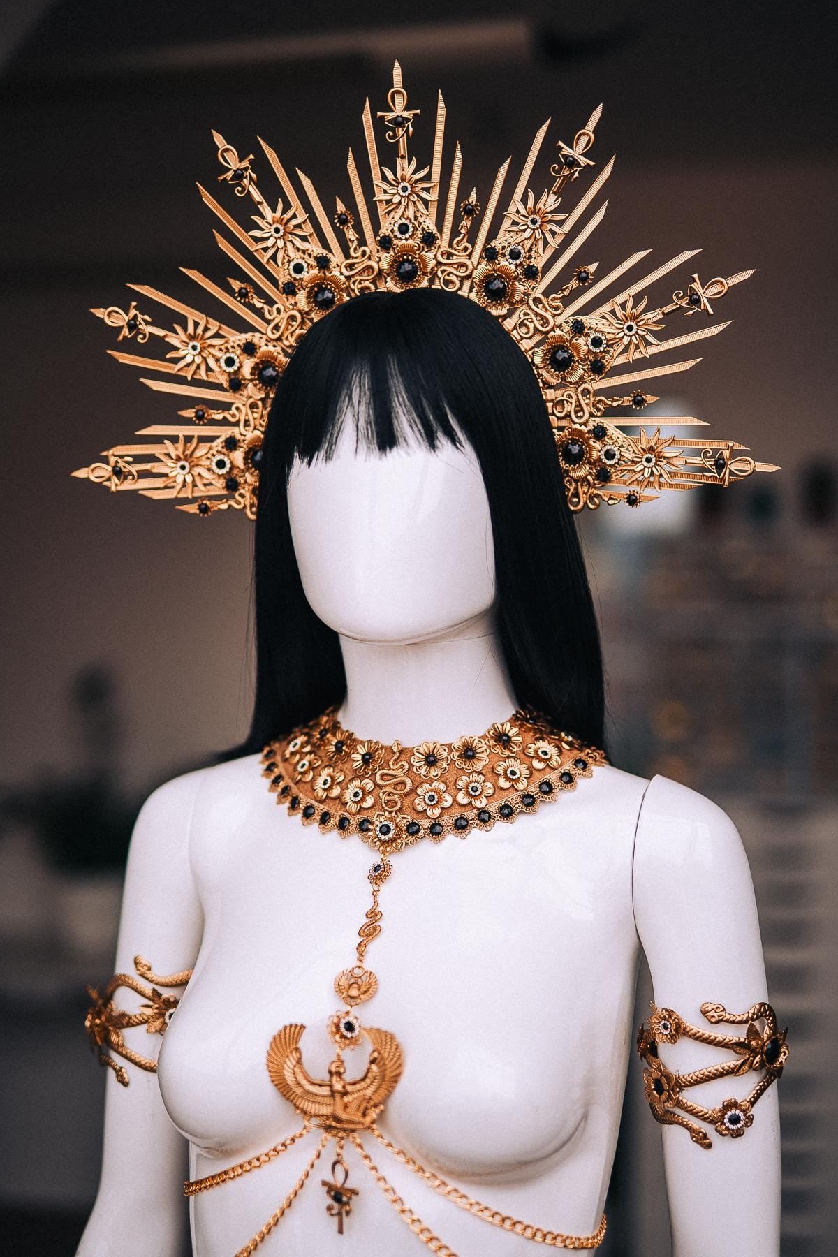 Cleopatra Upper Arm Cuffs, Egyptian Snake Armlets, Gold Arm Jewelry, Egyptian Queen Costume, Pharaoh Goddess Accessories