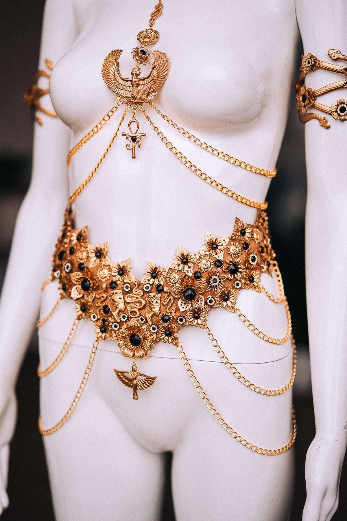 Cleopatra Upper Arm Cuffs, Egyptian Snake Armlets, Gold Arm Jewelry, Egyptian Queen Costume, Pharaoh Goddess Accessories