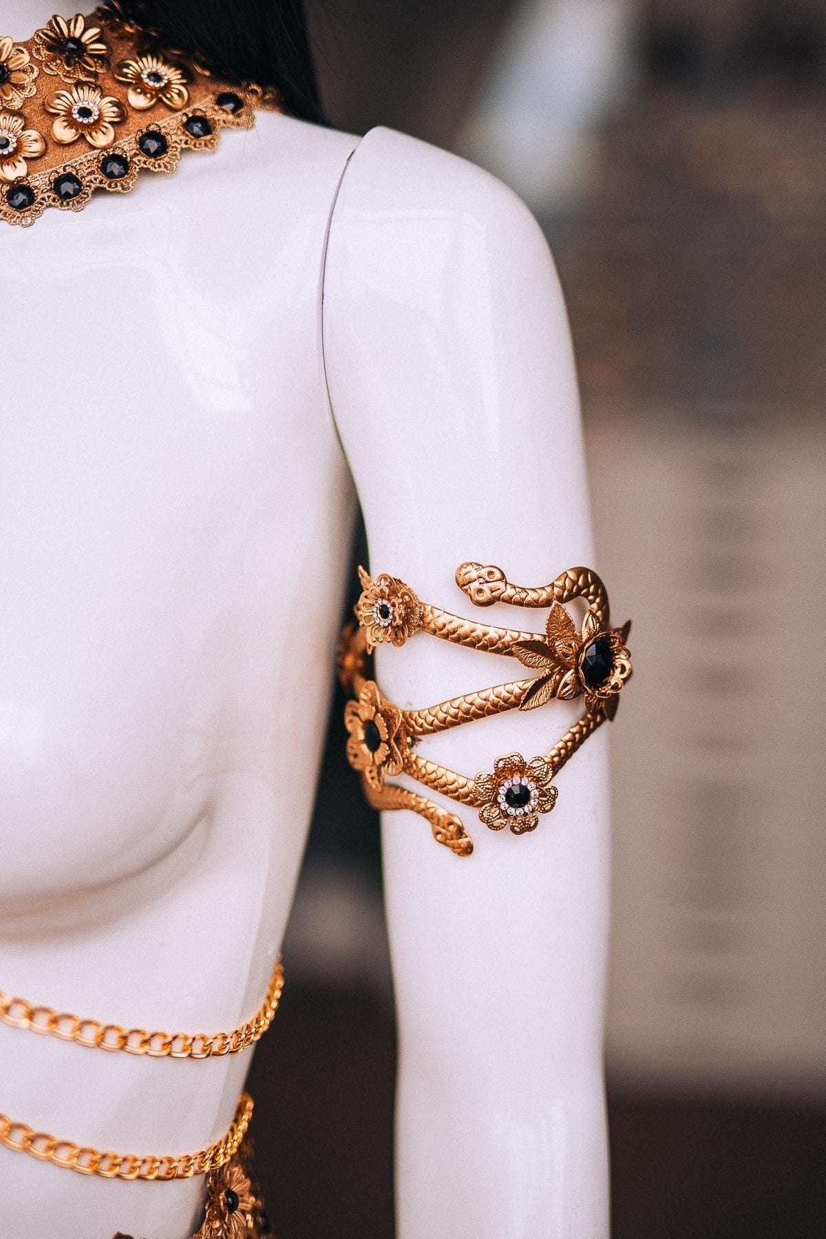 Cleopatra Upper Arm Cuffs, Egyptian Snake Armlets, Gold Arm Jewelry, Egyptian Queen Costume, Pharaoh Goddess Accessories