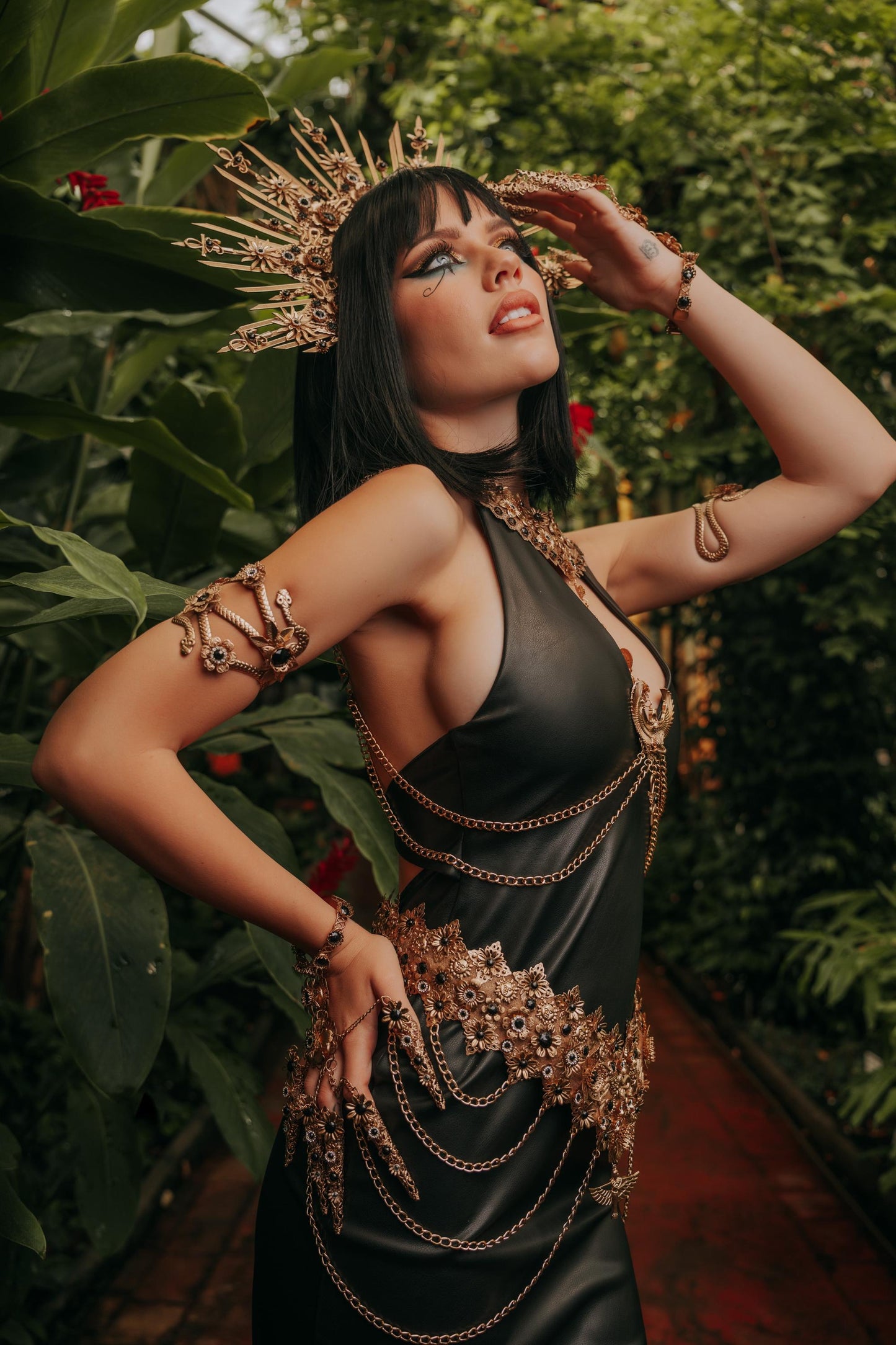 Cleopatra Egyptian Crown, Gold Pharaoh Headpiece, Egyptian Goddess Crown, Snake Queen Headdress, Cleopatra Costume Crown
