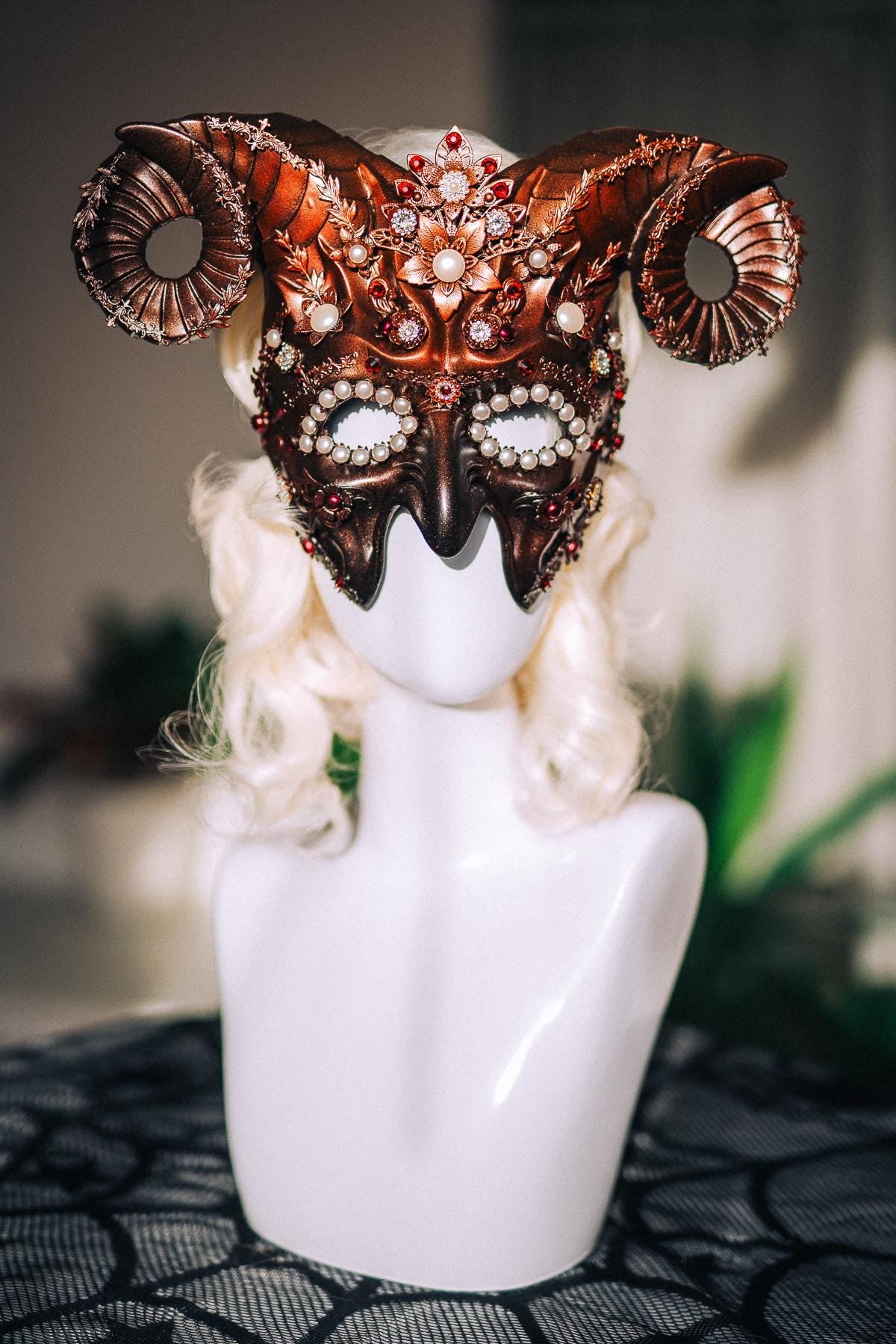 Aries Zodiac Mask, Ram Horn Masquerade Mask, Aries Costume, Zodiac Sign Mask, Astrology Fantasy Mask, Masquerade Ball