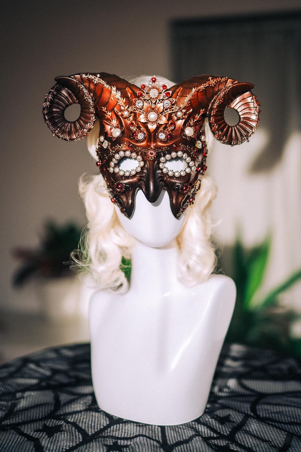 Aries Zodiac Mask, Ram Horn Masquerade Mask, Aries Costume, Zodiac Sign Mask, Astrology Fantasy Mask, Masquerade Ball