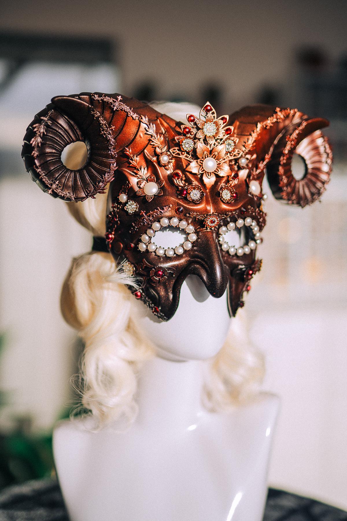 Aries Zodiac Mask, Ram Horn Masquerade Mask, Aries Costume, Zodiac Sign Mask, Astrology Fantasy Mask, Masquerade Ball