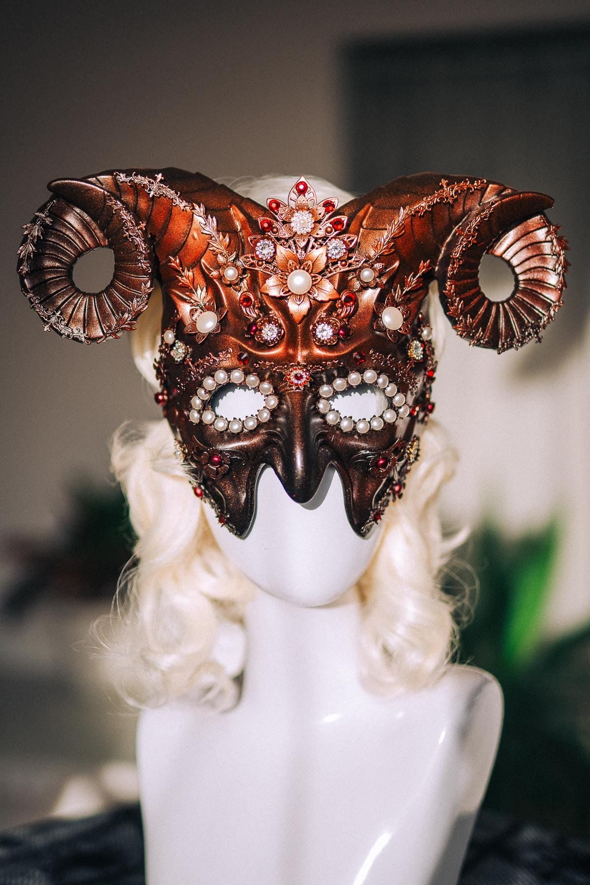 Aries Zodiac Mask, Ram Horn Masquerade Mask, Aries Costume, Zodiac Sign Mask, Astrology Fantasy Mask, Masquerade Ball