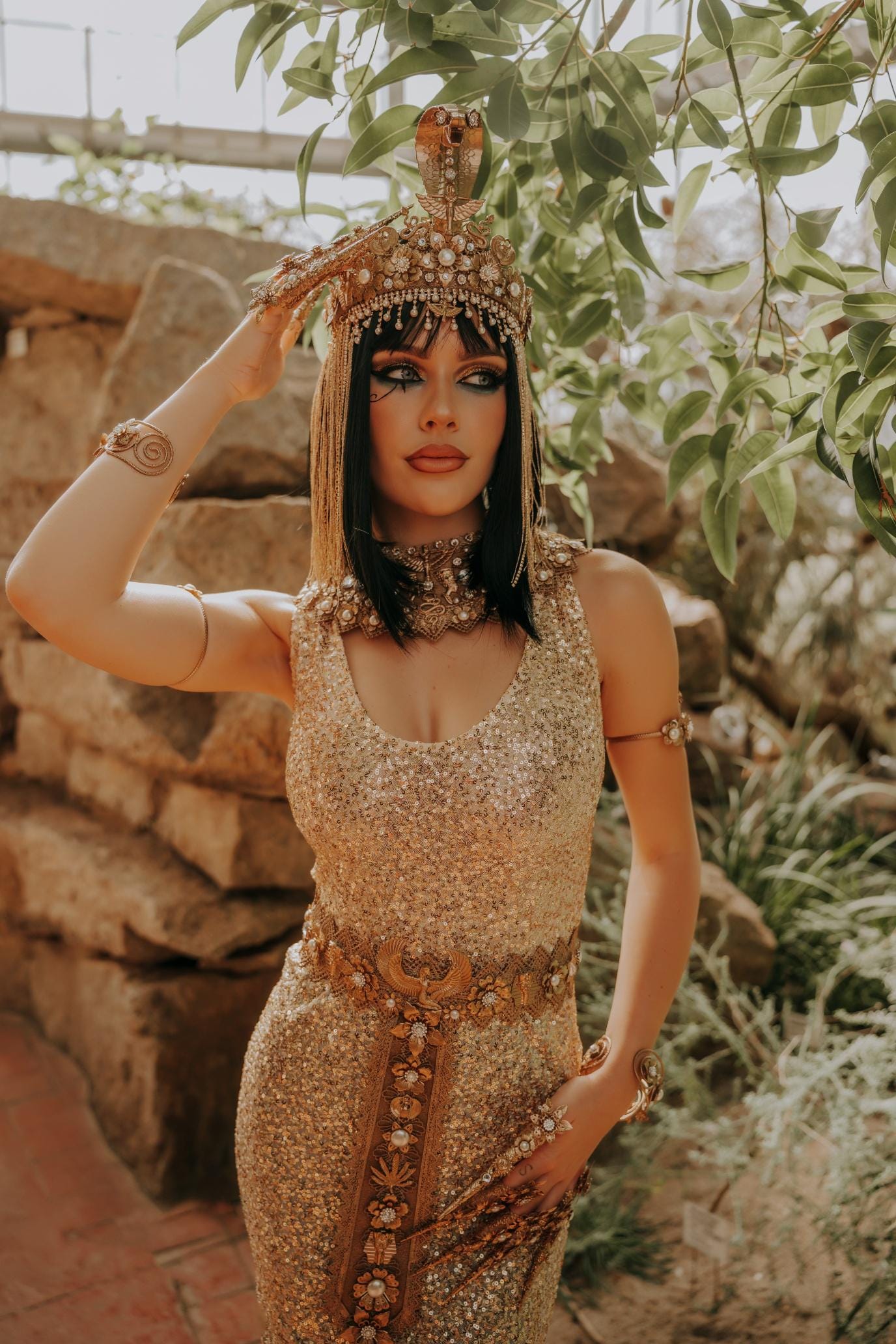 Cleopatra Upper Arm Cuffs Pair, Egyptian Gold Arm Jewelry, Egyptian Queen Costume Accessories