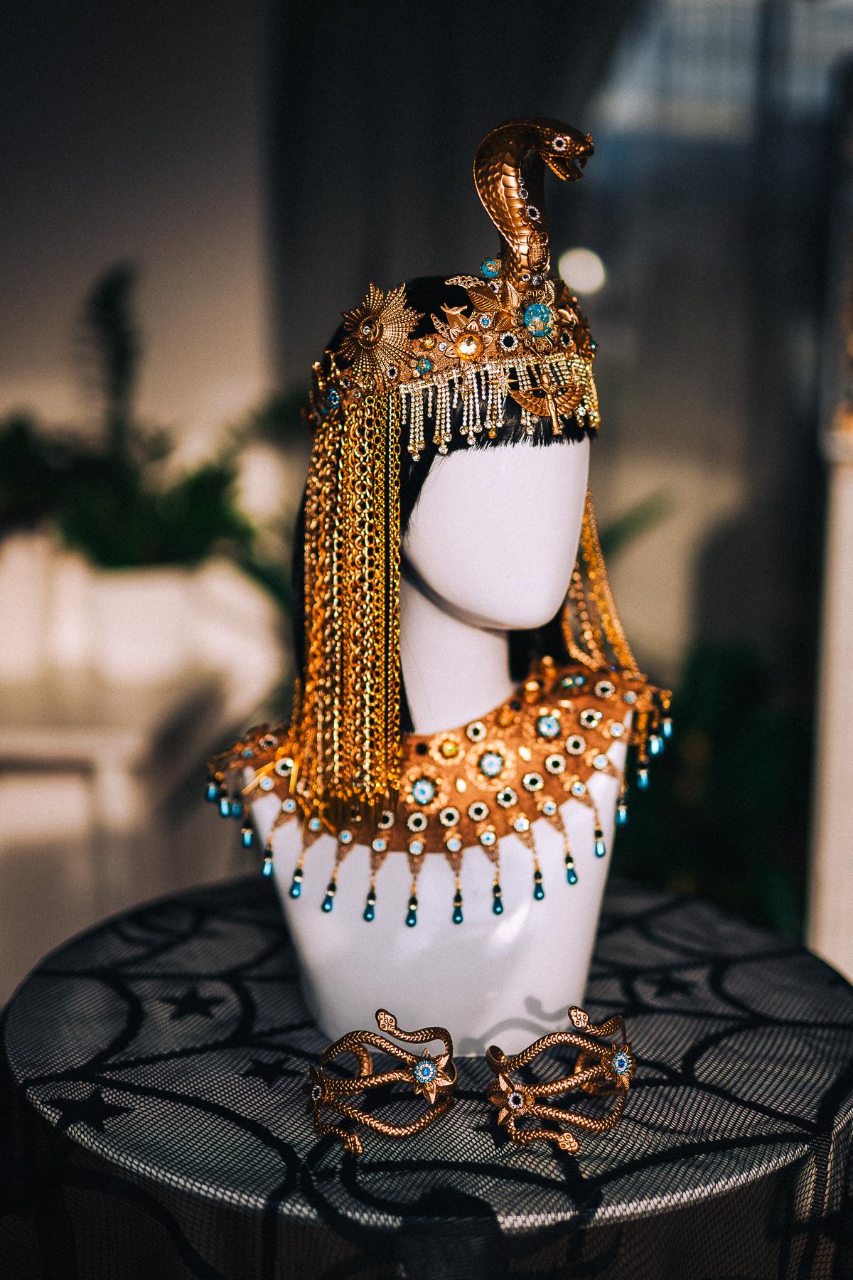 Cleopatra Necklace, Egyptian Collar Jewelry, Gold Pharaoh Statement Necklace, Turquoise Egyptian Goddess Costume, Cleopatra Accessories