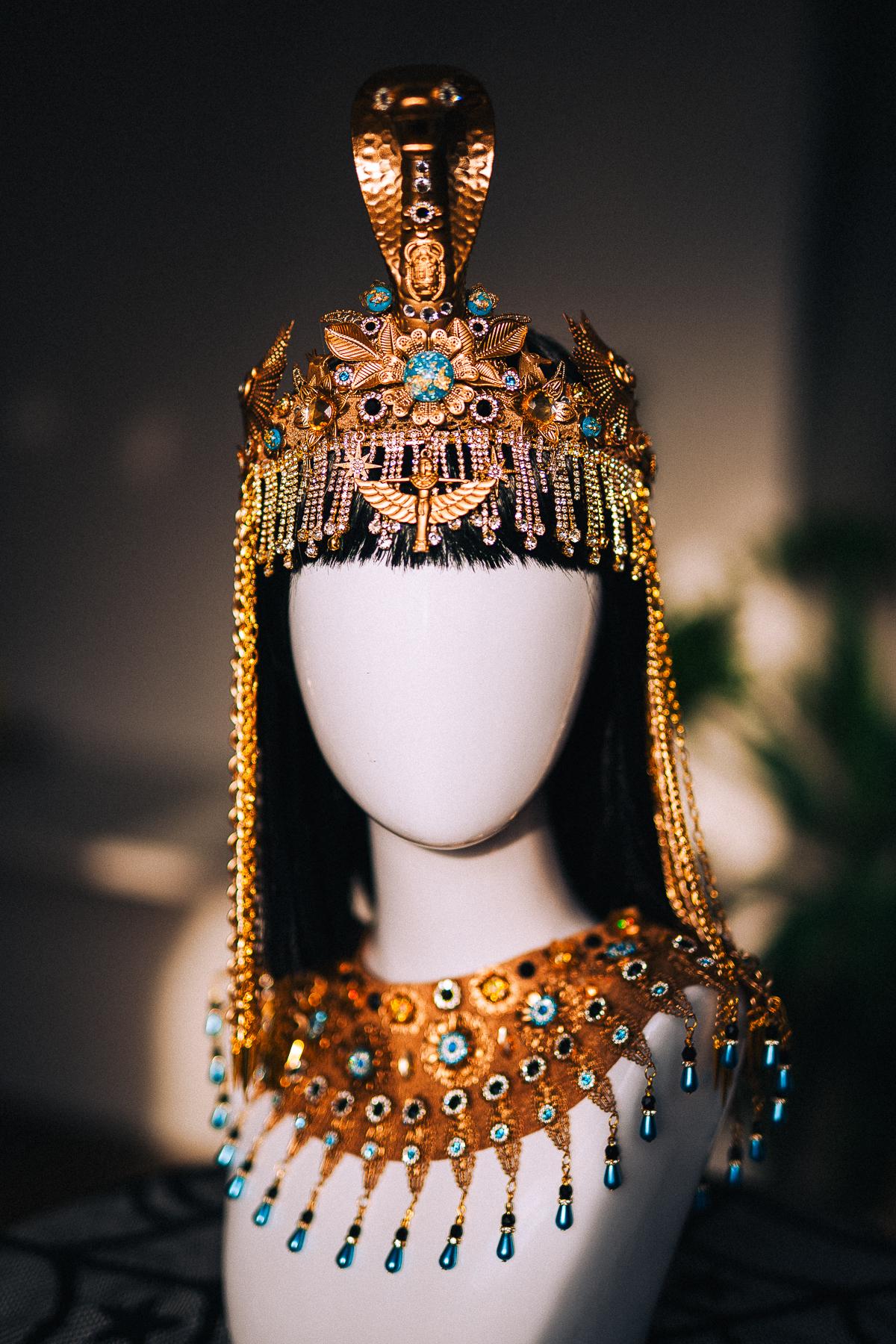 Cleopatra Crown, Gold Cobra Crown, Egyptian Headdress, Pharaoh Headpiece, Egyptian Queen Costume, Cleopatra Goddess Headpiece