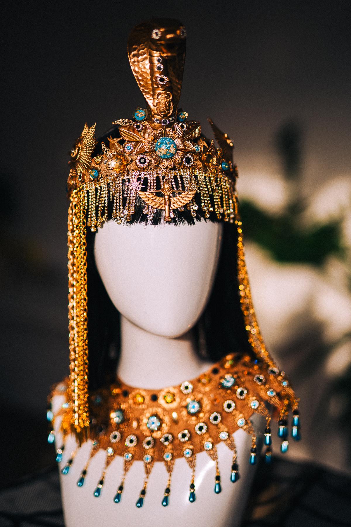 Cleopatra Crown, Gold Cobra Crown, Egyptian Headdress, Pharaoh Headpiece, Egyptian Queen Costume, Cleopatra Goddess Headpiece