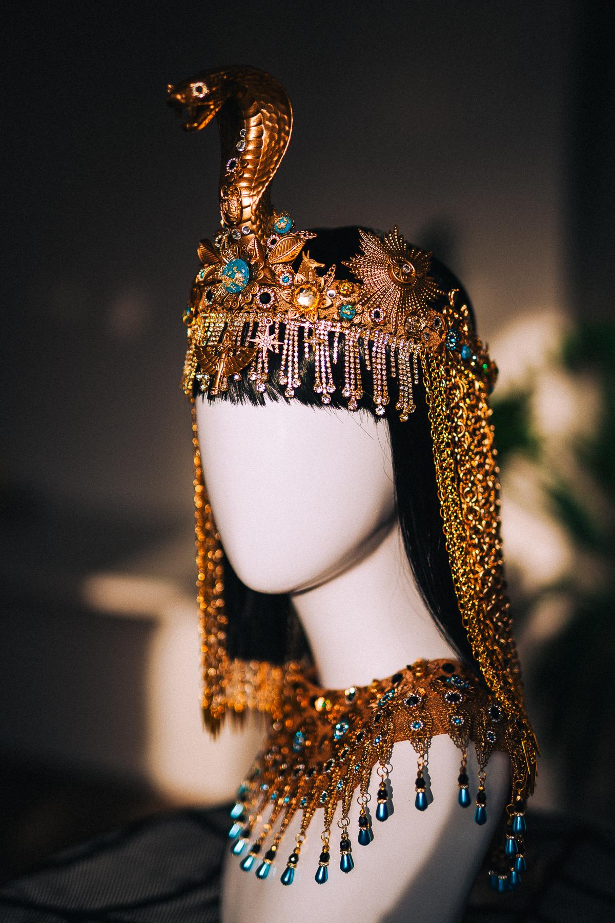 Cleopatra Crown, Gold Cobra Crown, Egyptian Headdress, Pharaoh Headpiece, Egyptian Queen Costume, Cleopatra Goddess Headpiece
