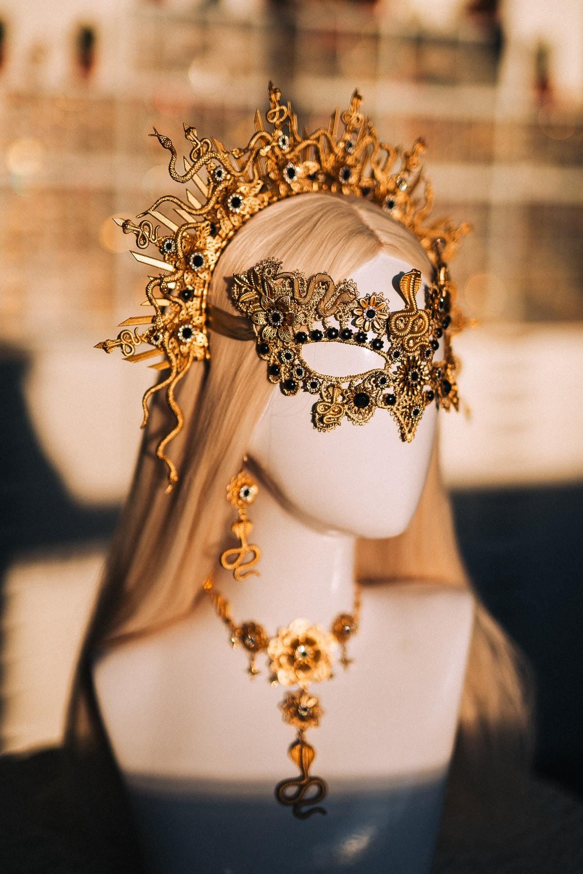 Medusa Crown, Gold Snake Halo Crown, Serpent Headpiece, Greek Goddess Crown, Medusa Costume Headpiece, Mythology Fantasy Crown