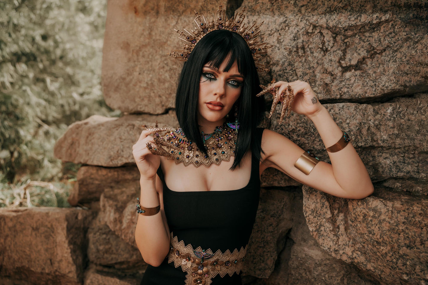 Cleopatra Upper Arm Cuffs, Egyptian Gold Arm Bands, Pharaoh Arm Jewelry, Goddess Arm Cuffs, Egyptian Queen Costume Jewelry