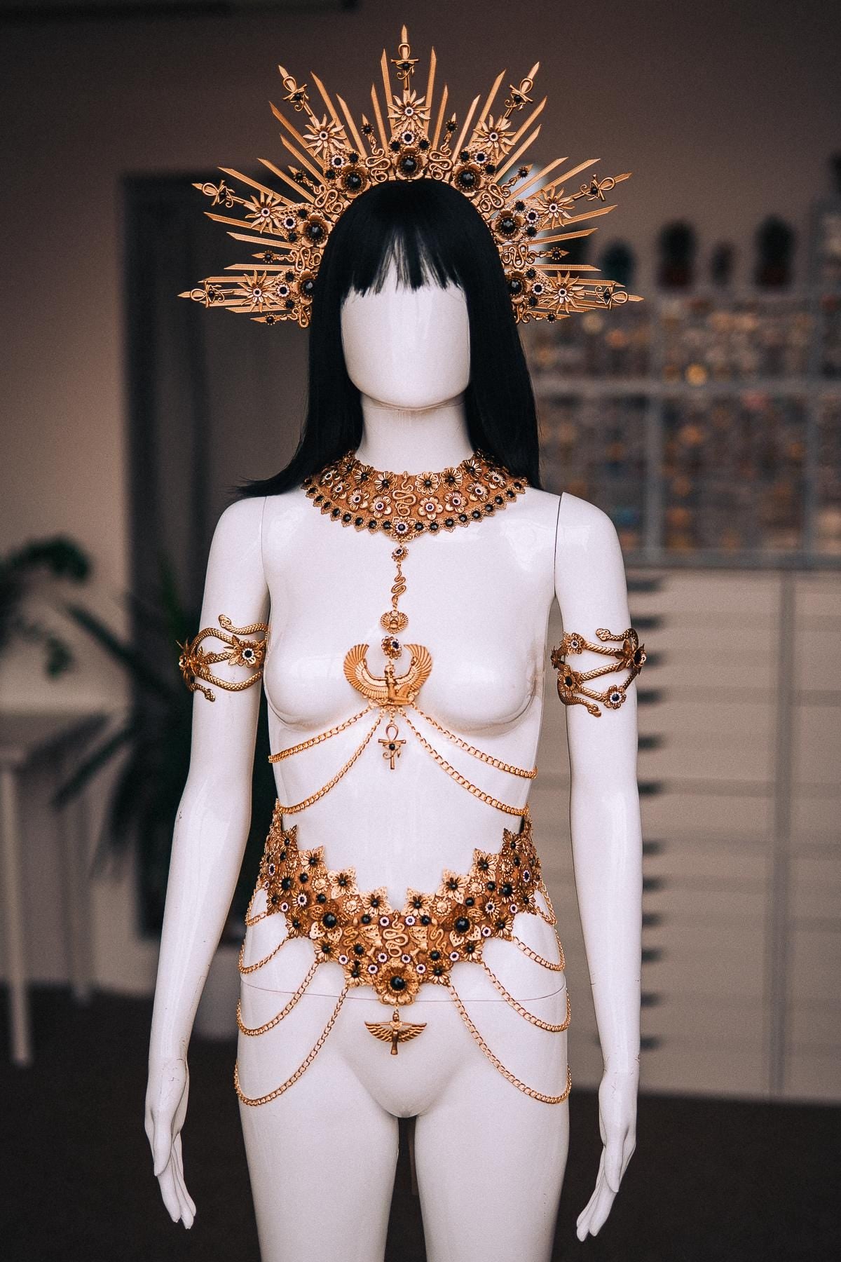 Cleopatra Upper Arm Cuffs, Egyptian Snake Armlets, Gold Arm Jewelry, Egyptian Queen Costume, Pharaoh Goddess Accessories