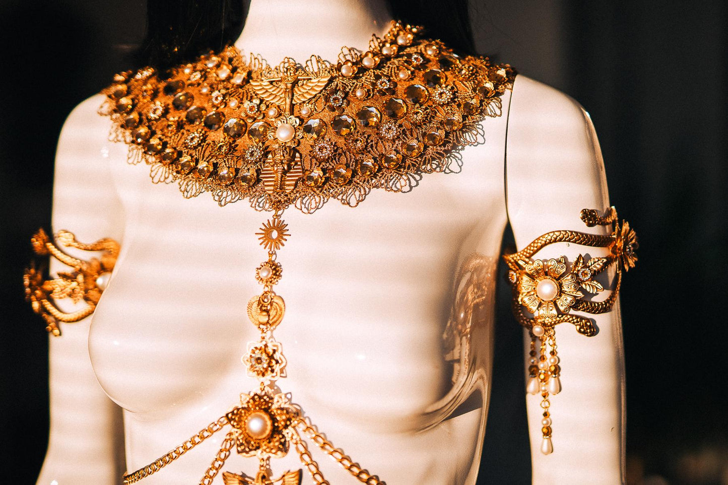 Cleopatra Body Harness, Egyptian Gold Body Chain, Pharaoh Body Jewelry, Goddess Chain Harness, Egyptian Queen Costume Jewelry