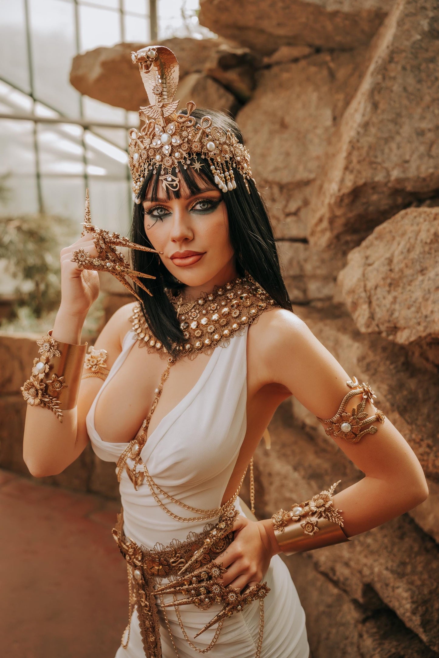 Cleopatra Egyptian Earrings, Gold Pharaoh Earrings, Egyptian Goddess Jewelry, Queen Statement Earrings, Cleopatra Costume Accessories