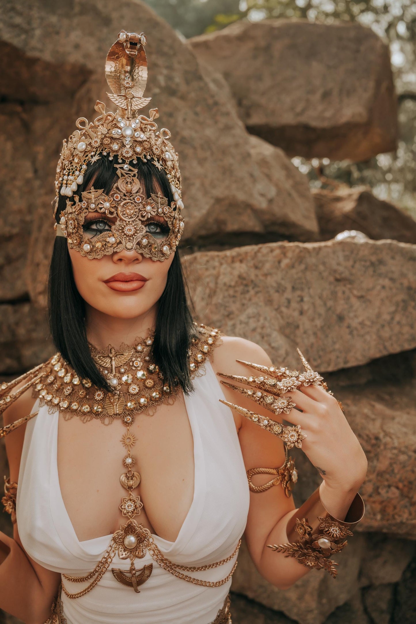 Cleopatra Egyptian Earrings, Gold Pharaoh Earrings, Egyptian Goddess Jewelry, Queen Statement Earrings, Cleopatra Costume Accessories
