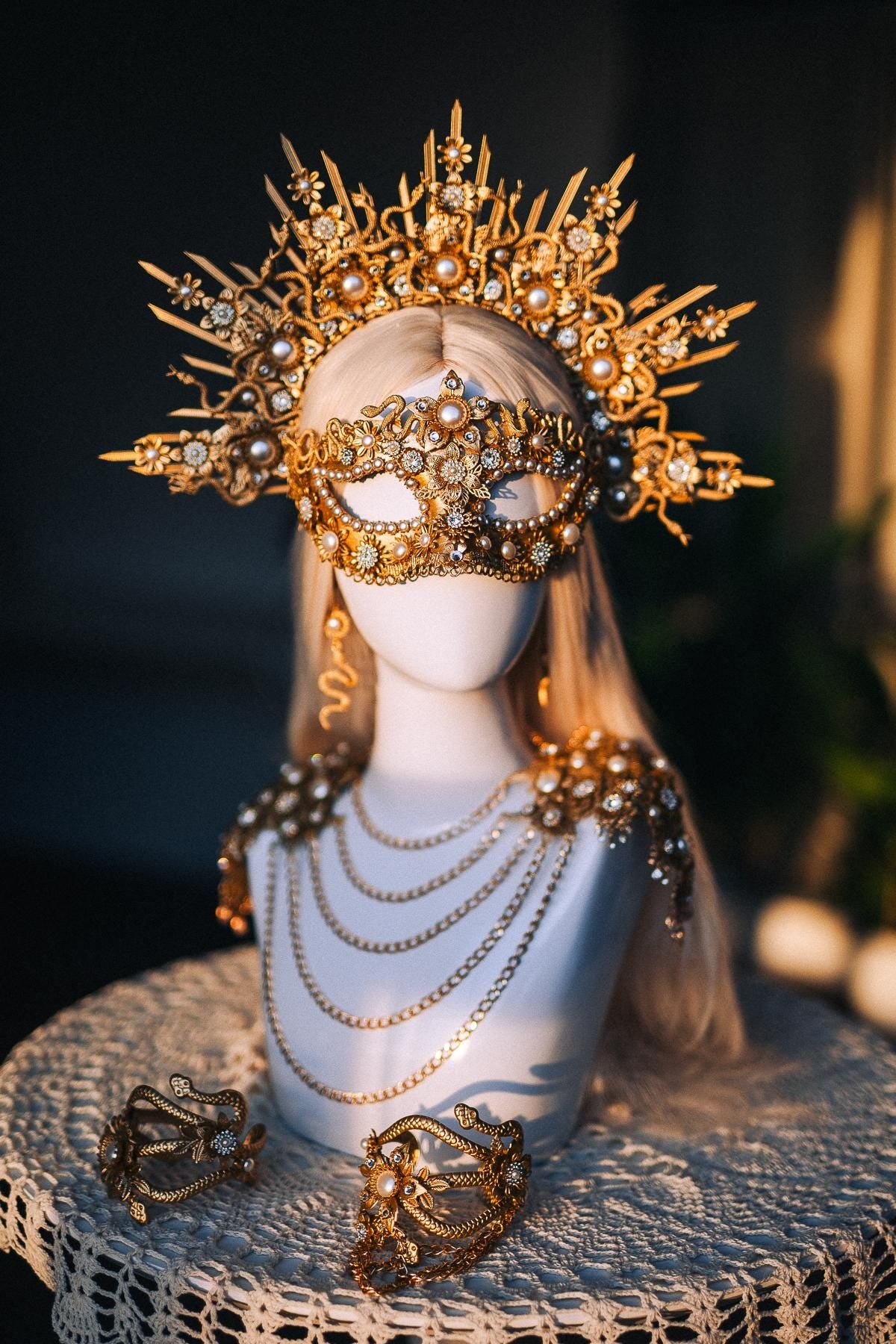 Medusa Masquerade Mask, Gold Snake Mask, Greek Goddess Mask, Medusa Costume Accessory, Mythology Masquerade