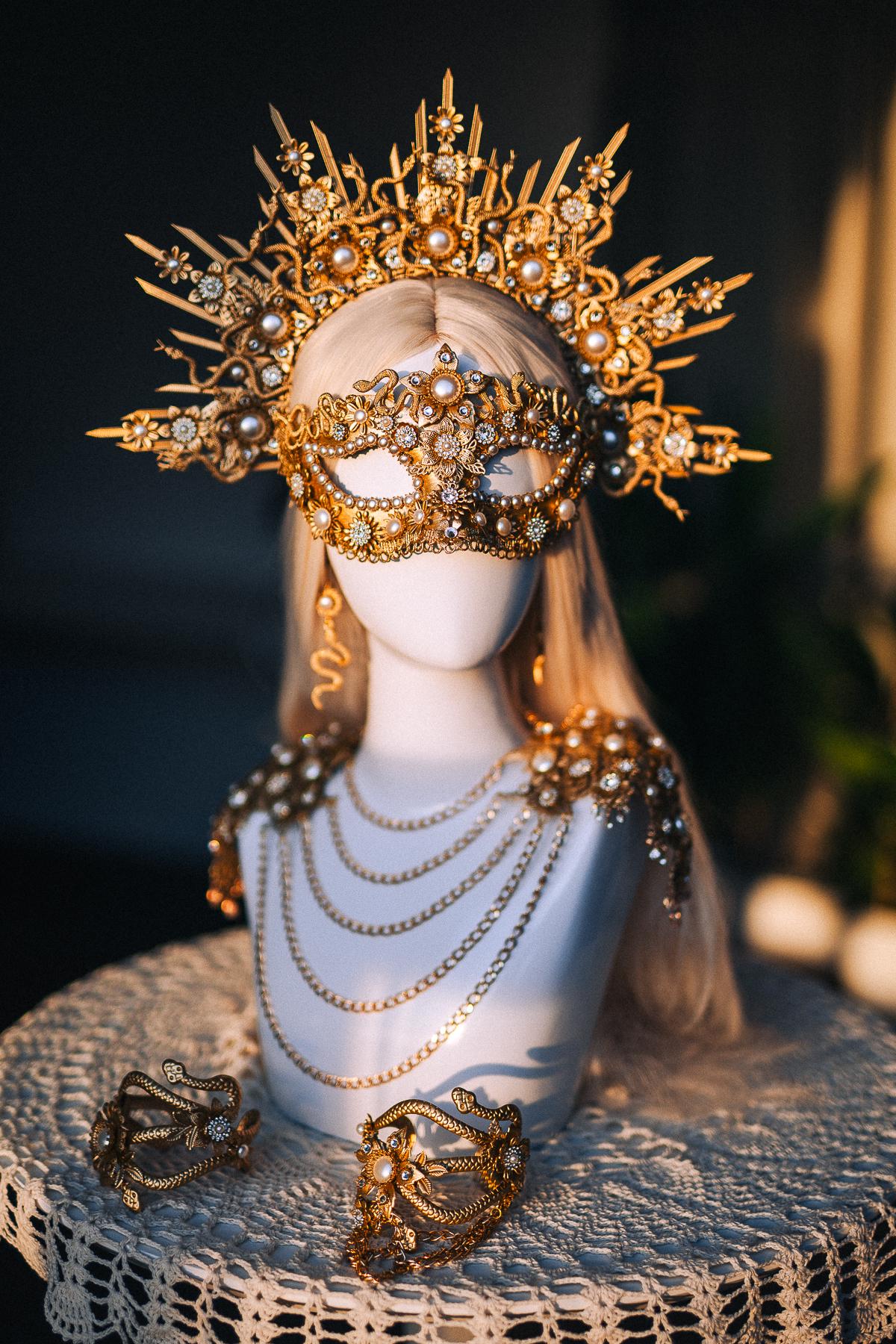 Medusa Crown, Gold Snake Halo Crown, Greek Goddess Headpiece, Medusa Costume Crown, Mythology Headpiece