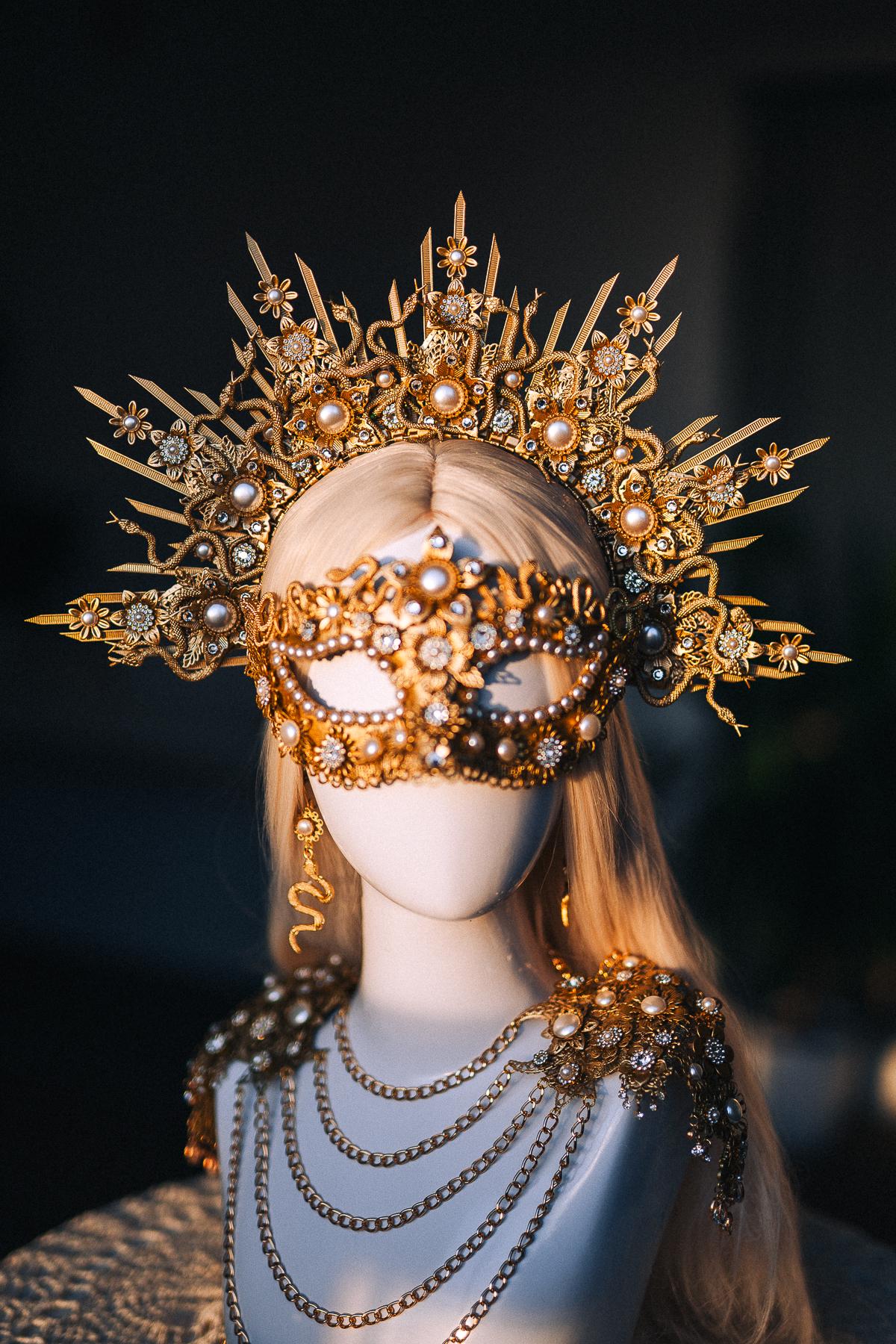 Medusa Crown, Gold Snake Halo Crown, Greek Goddess Headpiece, Medusa Costume Crown, Mythology Headpiece