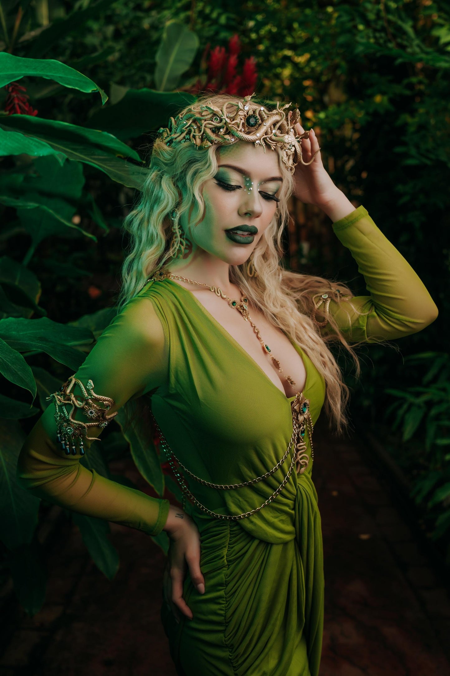 Medusa Arm Cuffs Pair, Gold Snake Arm Cuffs, Serpent Arm Jewelry, Greek Goddess Jewelry, Medusa Costume Accessories