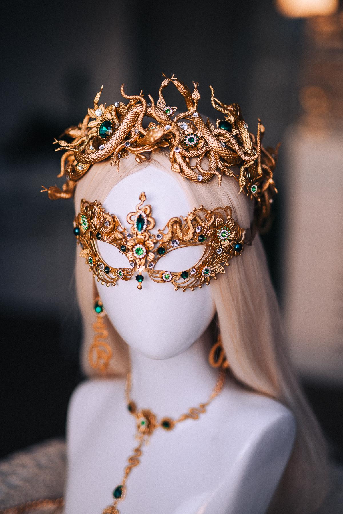 Medusa Arm Cuffs Pair, Gold Snake Arm Cuffs, Serpent Arm Jewelry, Greek Goddess Jewelry, Medusa Costume Accessories