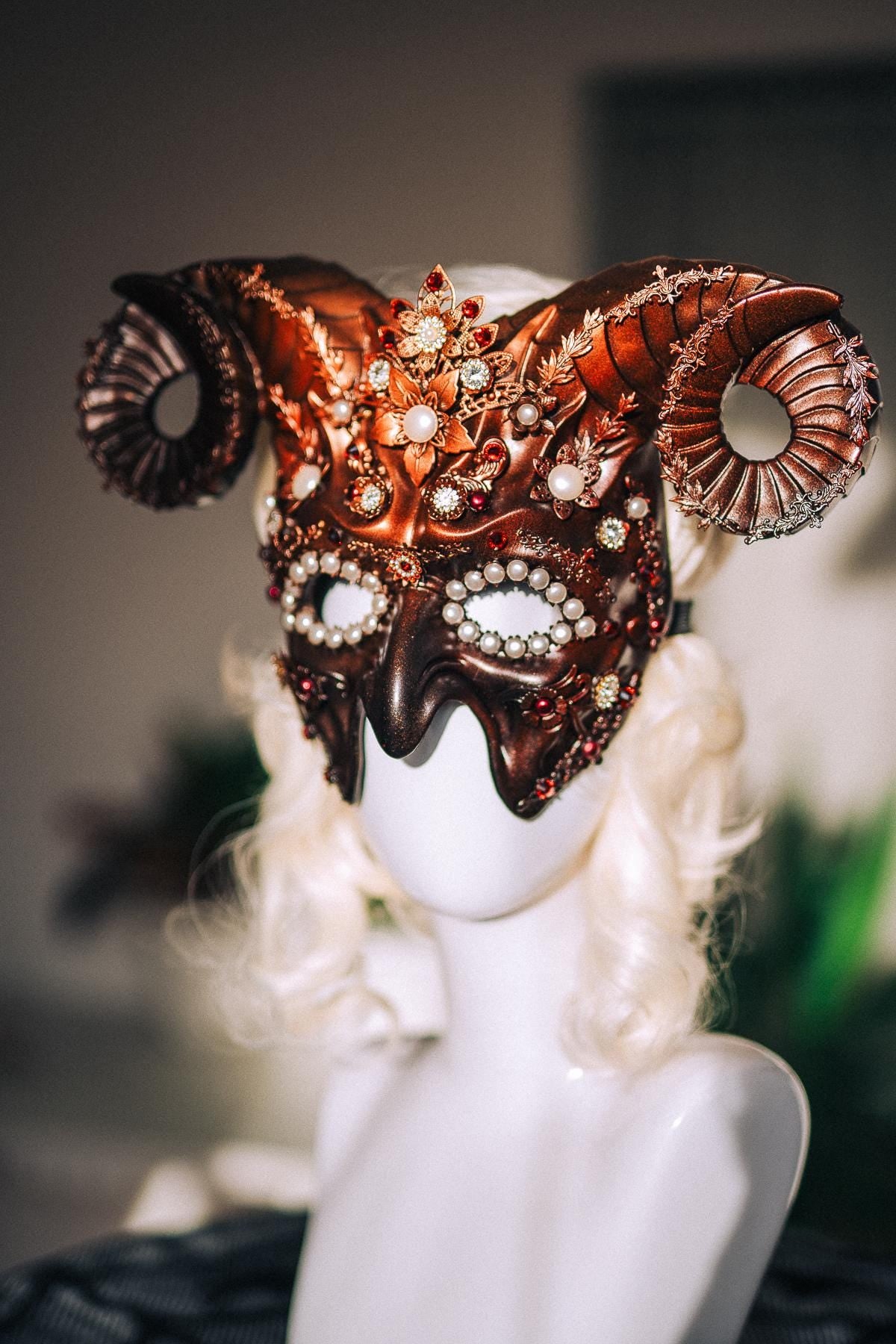 Aries Zodiac Mask, Ram Horn Masquerade Mask, Aries Costume, Zodiac Sign Mask, Astrology Fantasy Mask, Masquerade Ball