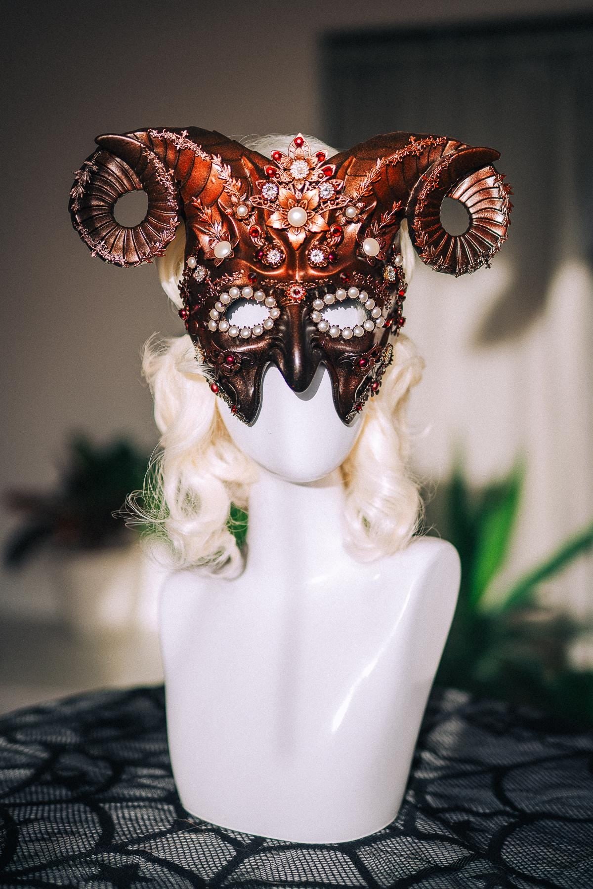 Aries Zodiac Mask, Ram Horn Masquerade Mask, Aries Costume, Zodiac Sign Mask, Astrology Fantasy Mask, Masquerade Ball