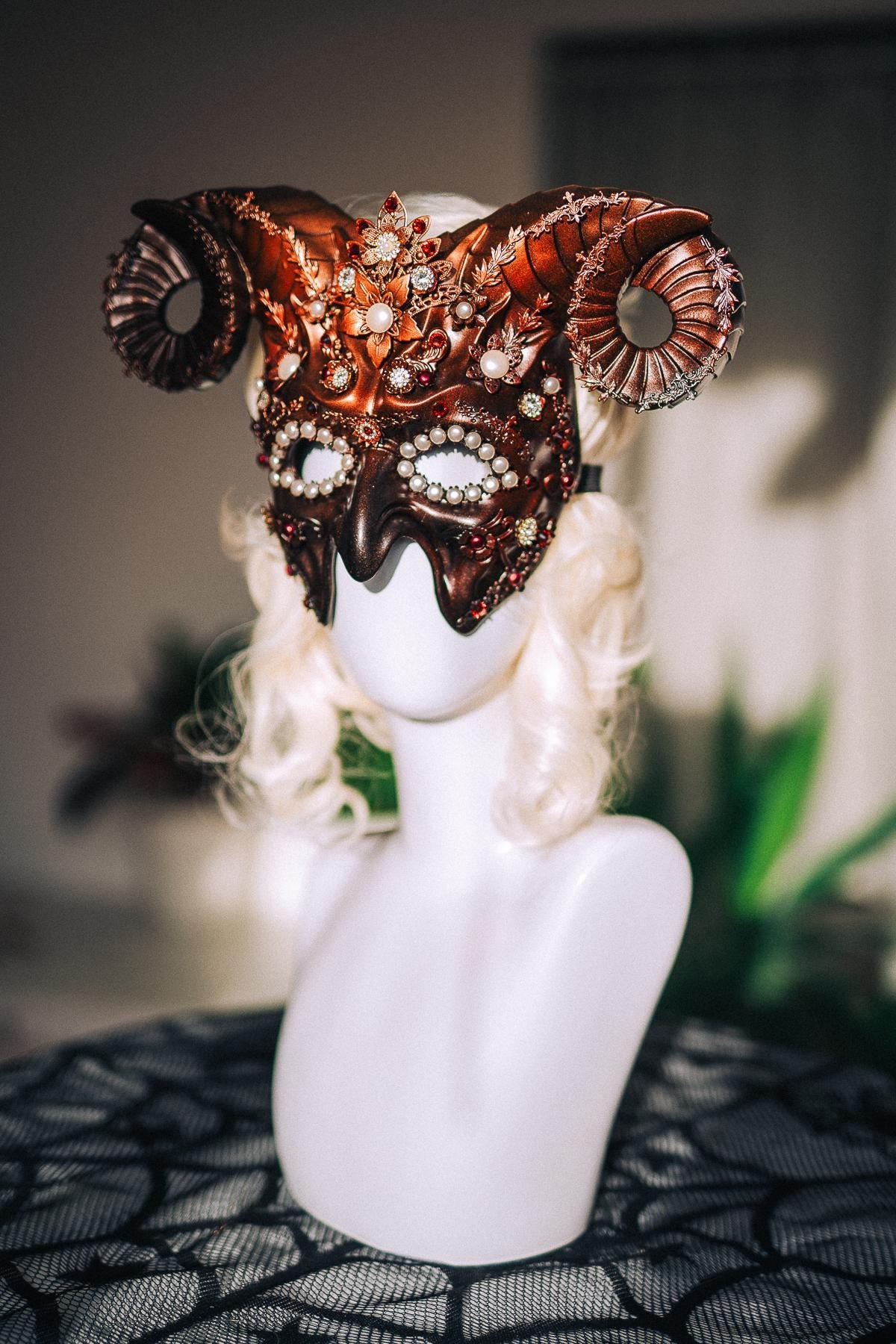 Aries Zodiac Mask, Ram Horn Masquerade Mask, Aries Costume, Zodiac Sign Mask, Astrology Fantasy Mask, Masquerade Ball