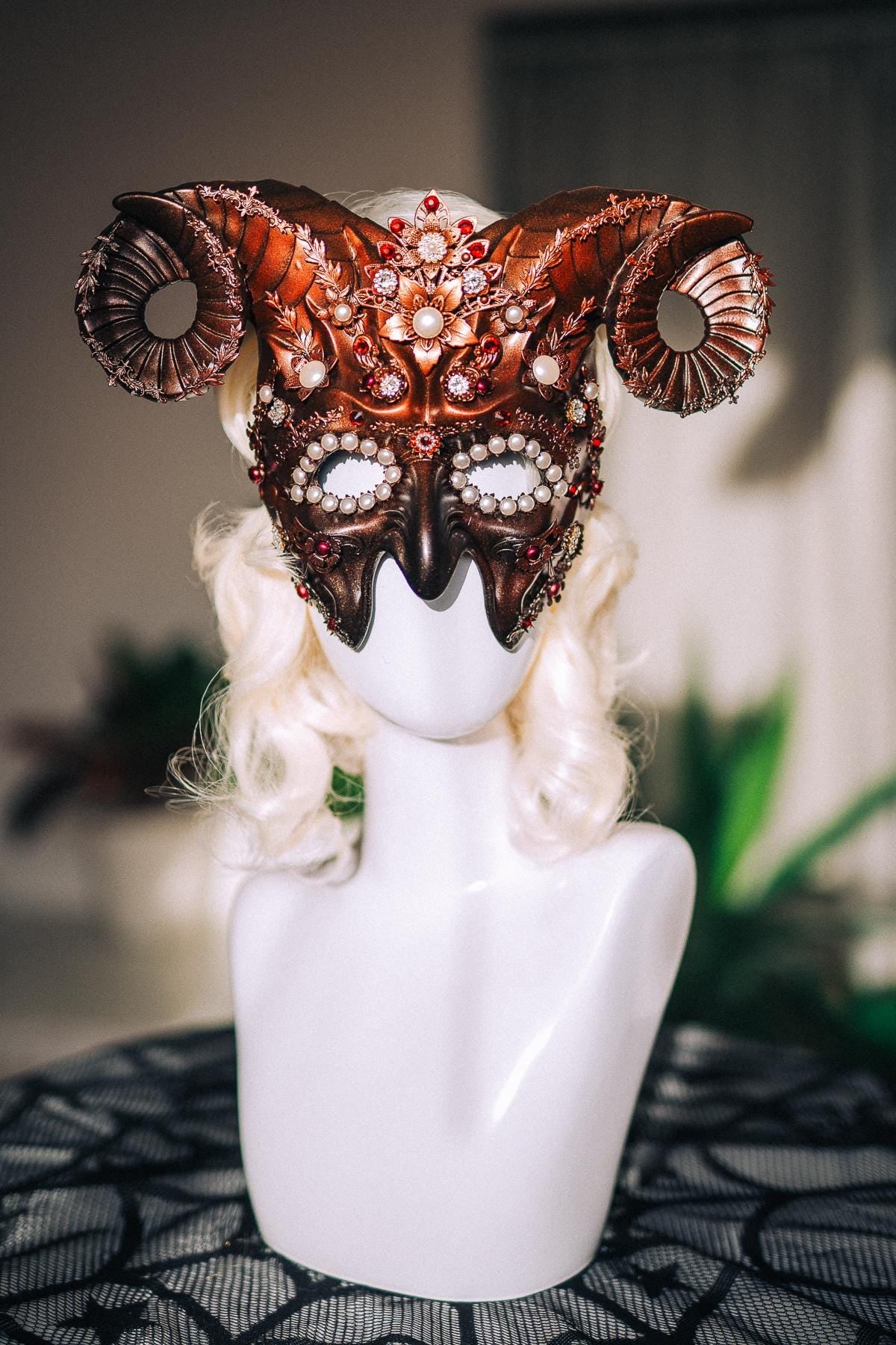 Aries Zodiac Mask, Ram Horn Masquerade Mask, Aries Costume, Zodiac Sign Mask, Astrology Fantasy Mask, Masquerade Ball