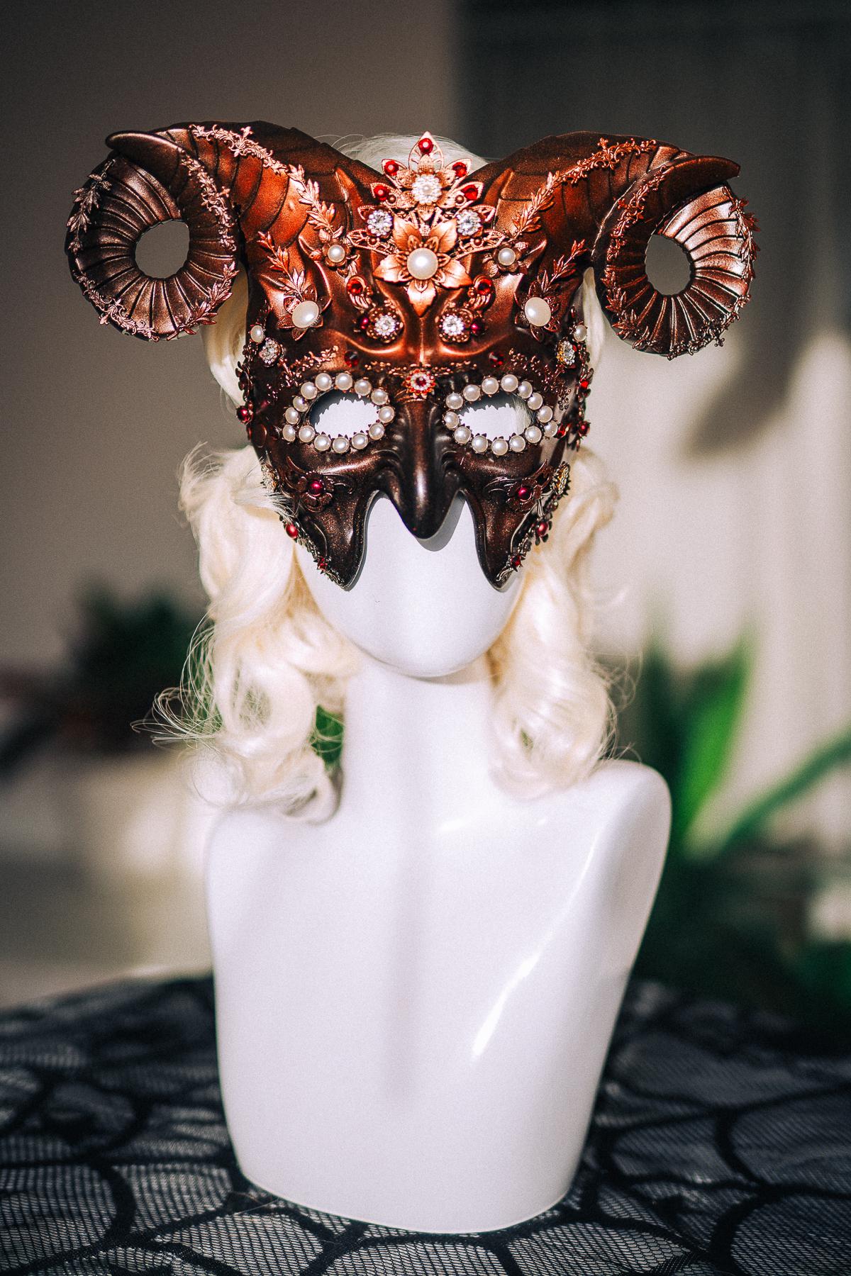 Aries Zodiac Mask, Ram Horn Masquerade Mask, Aries Costume, Zodiac Sign Mask, Astrology Fantasy Mask, Masquerade Ball