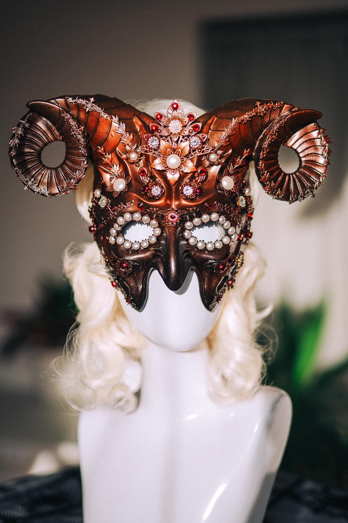 Aries Zodiac Mask, Ram Horn Masquerade Mask, Aries Costume, Zodiac Sign Mask, Astrology Fantasy Mask, Masquerade Ball