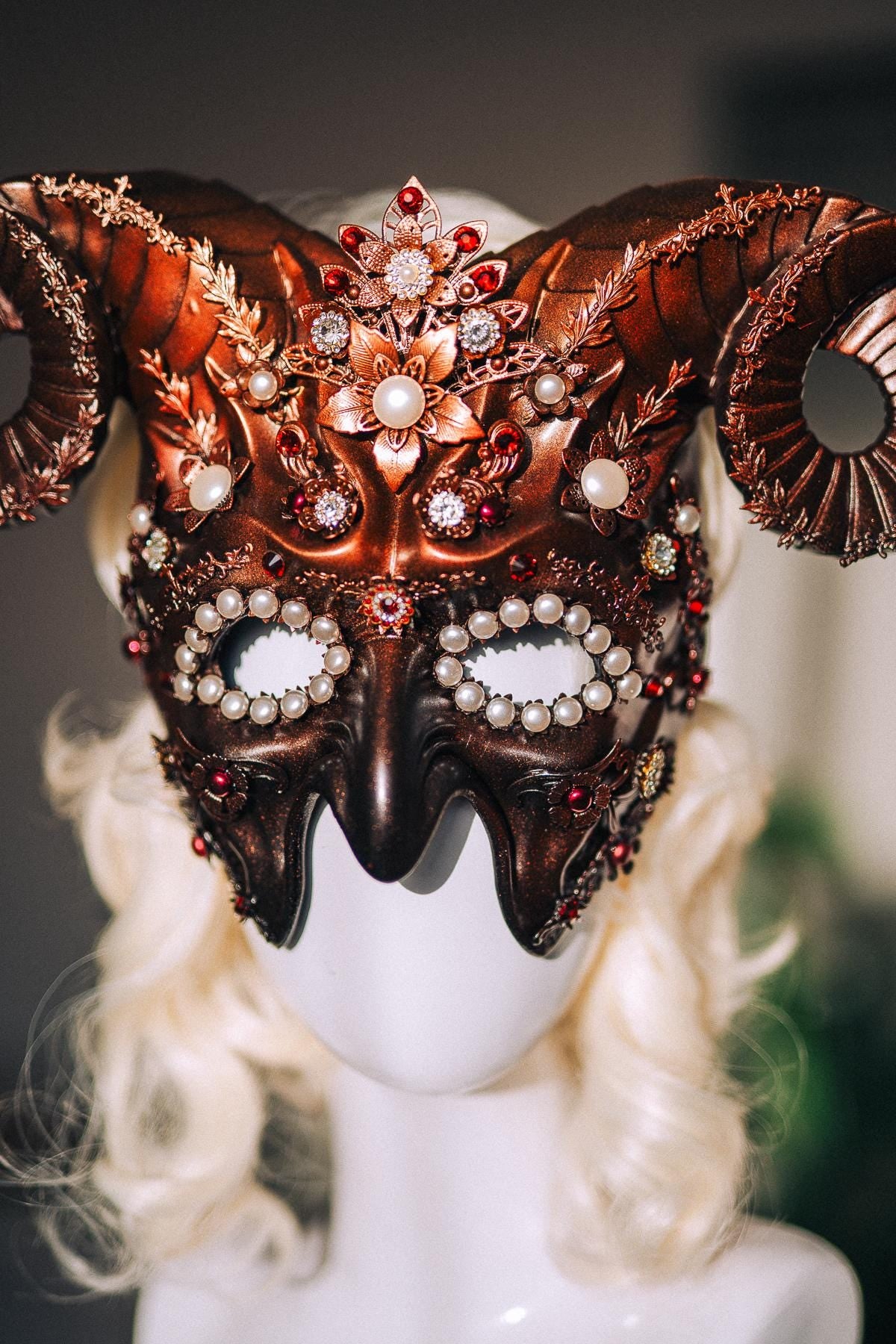Aries Zodiac Mask, Ram Horn Masquerade Mask, Aries Costume, Zodiac Sign Mask, Astrology Fantasy Mask, Masquerade Ball