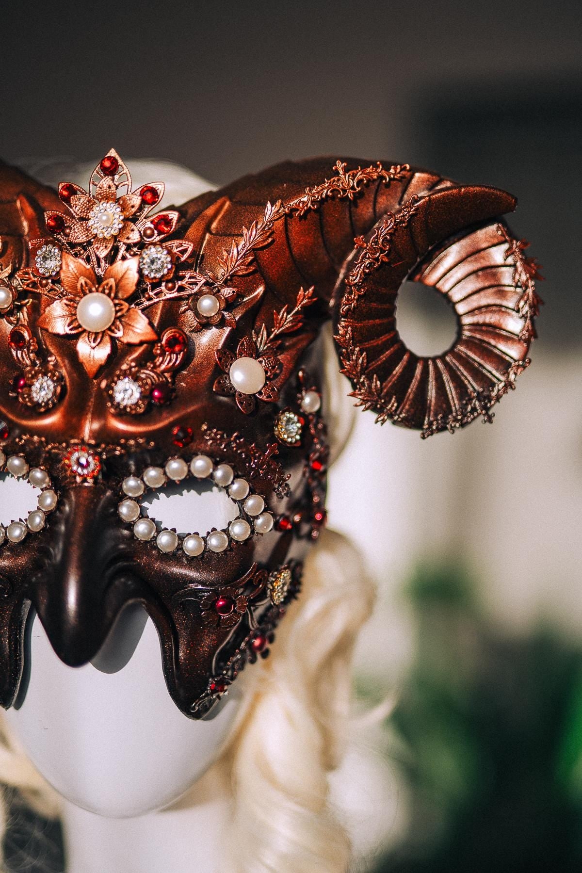 Aries Zodiac Mask, Ram Horn Masquerade Mask, Aries Costume, Zodiac Sign Mask, Astrology Fantasy Mask, Masquerade Ball