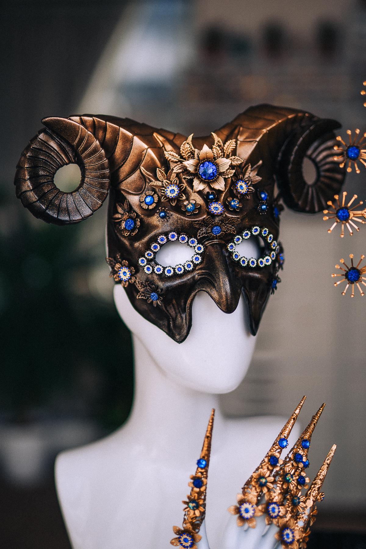 Gold Halo Crown, Royal Blue Masquerade Headpiece, Baroque Sunburst Crown, Venetian Ball Crown, Fantasy Goddess Headdress