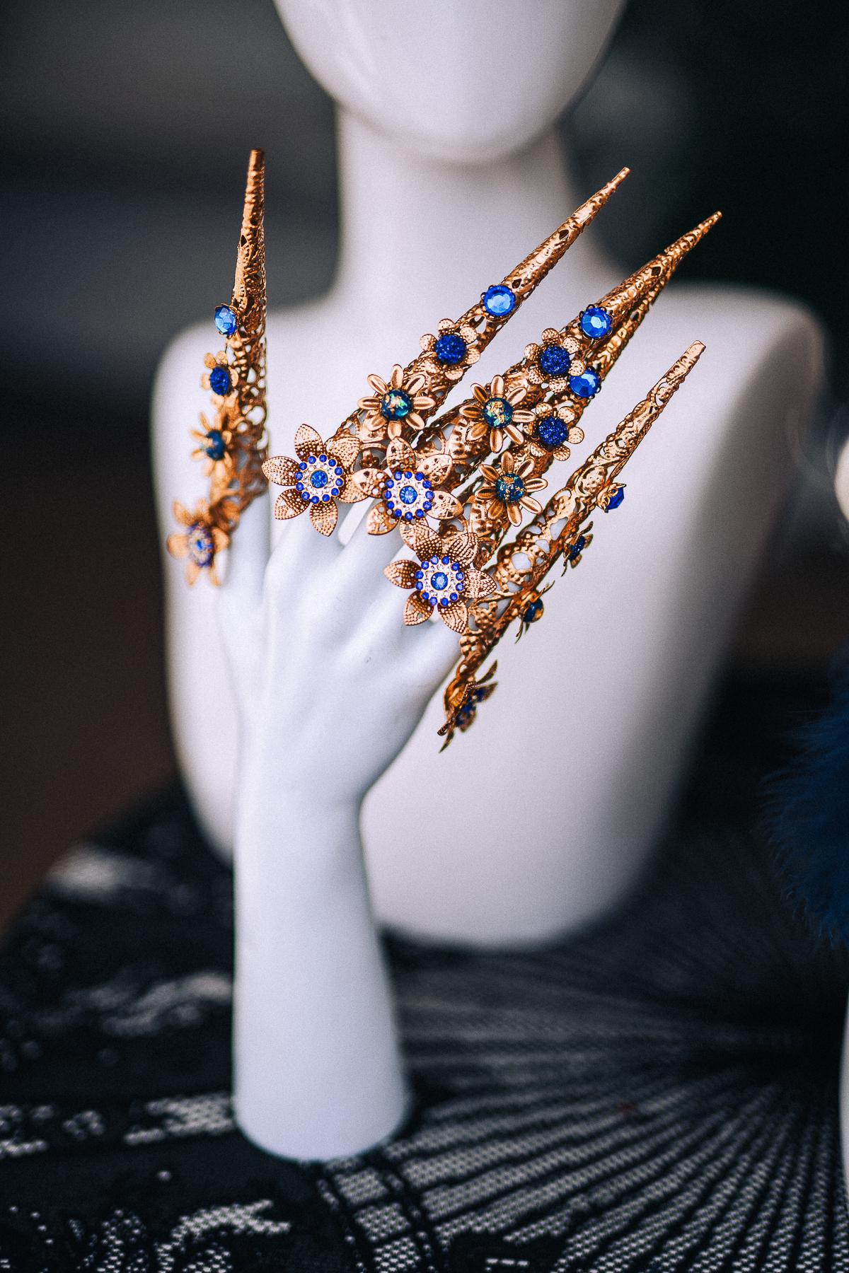 Gold Masquerade Mask, Royal Blue Venetian Mask, Baroque Feather Eye Mask, Luxury Masquerade Ball Costume, Fantasy Goddess Mask