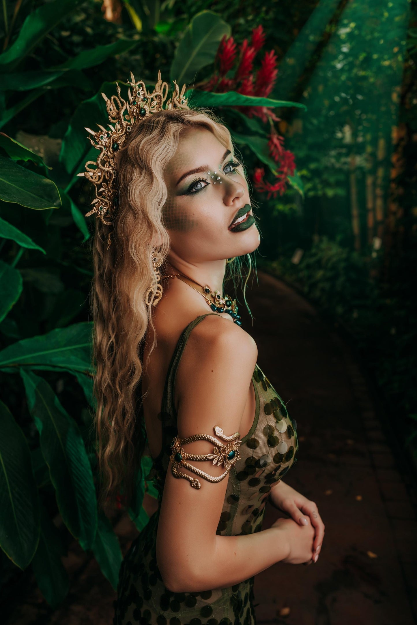 Medusa Snake Arm Cuffs, Serpent Upper Arm Bracelets, Greek Goddess Jewelry, Gold Snake Arm Cuffs, Medusa Costume Accessories