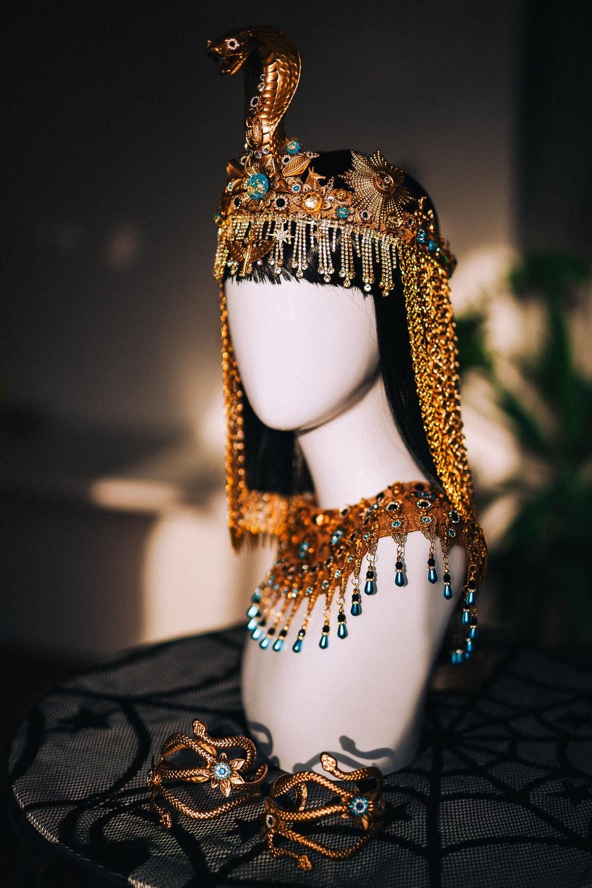Cleopatra Snake Arm Cuffs, Gold Cobra Upper Arm Bracelets, Egyptian Serpent Jewelry, Goddess Costume Armband, Cleopatra Accessories
