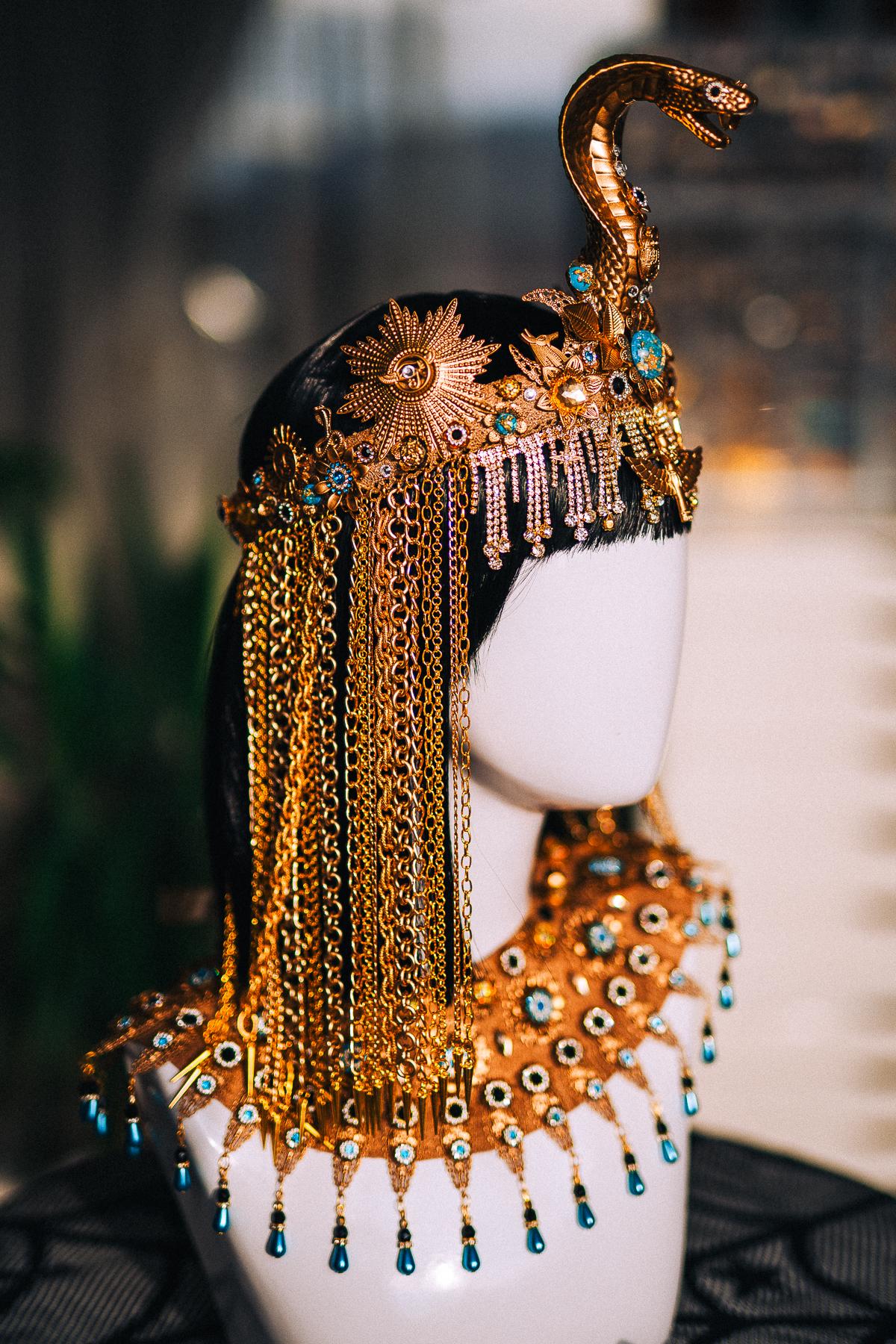 Cleopatra Crown, Gold Cobra Crown, Egyptian Headdress, Pharaoh Headpiece, Egyptian Queen Costume, Cleopatra Goddess Headpiece