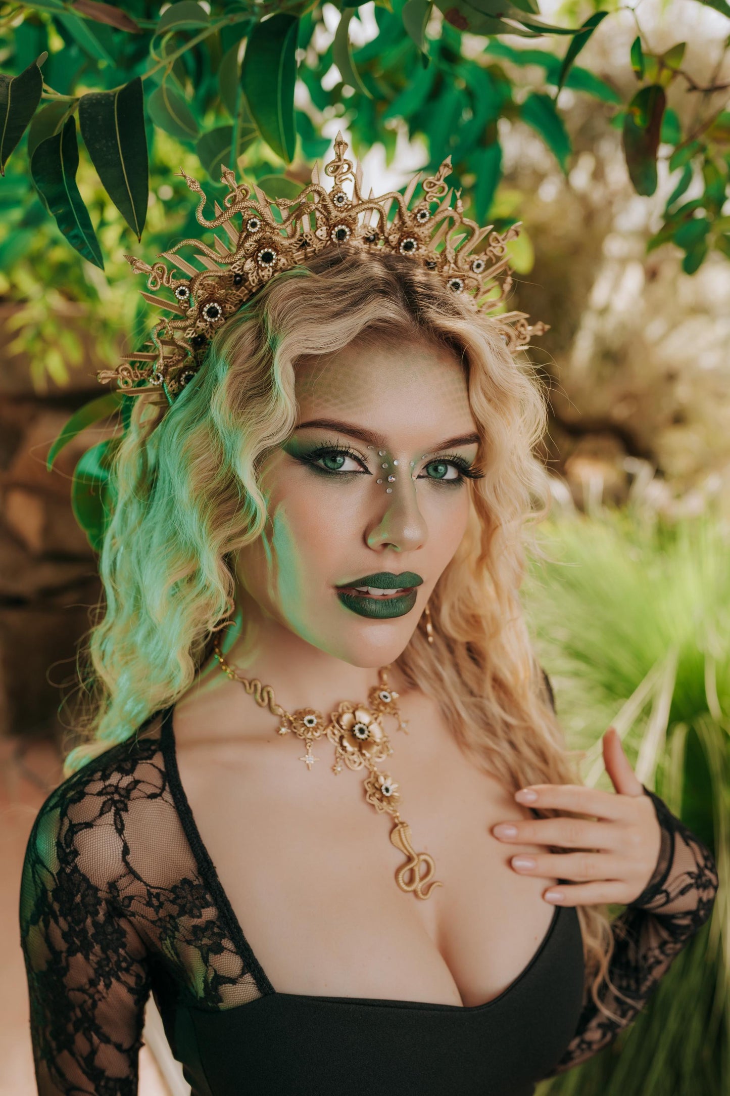 Medusa Mask, Gold Snake Masquerade Mask, Greek Goddess Costume, Serpent Face Mask, Mythology Fantasy Masquerade Accessories