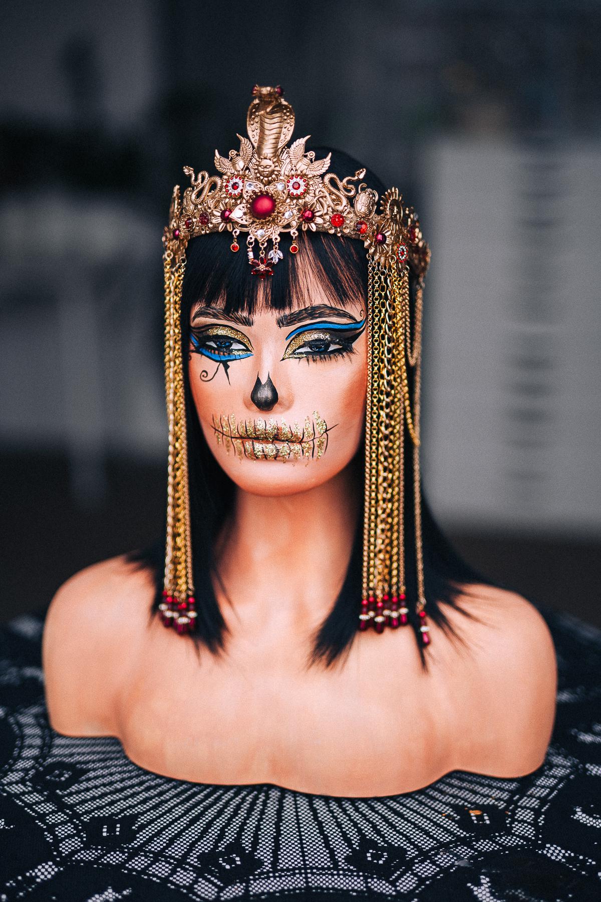 Gold Cleopatra Crown, Burgundy Red Egyptian Headpiece, Cobra Queen Crown, Egyptian Goddess Tiara, Pharaoh Costume Crown