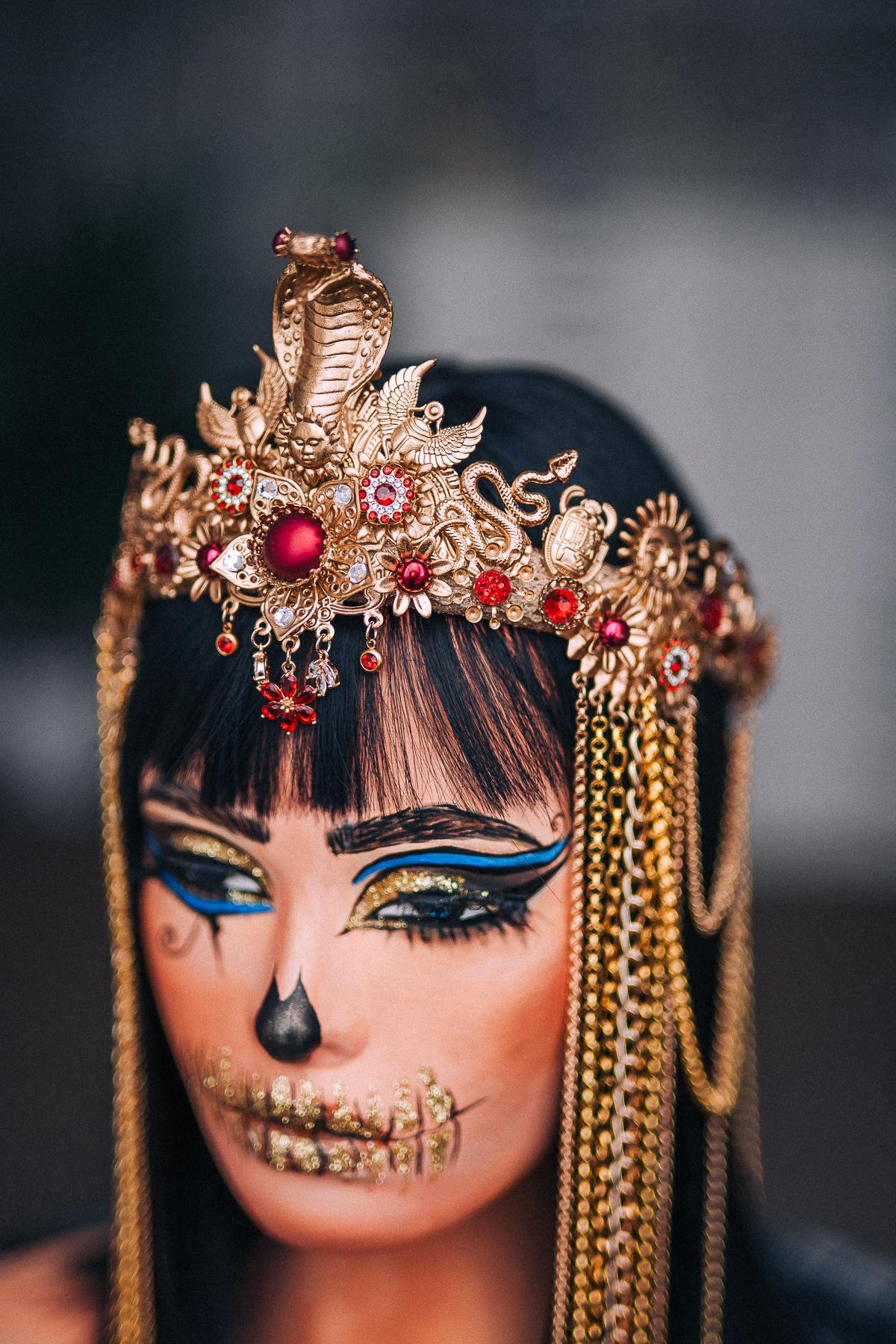 Gold Cleopatra Crown, Burgundy Red Egyptian Headpiece, Cobra Queen Crown, Egyptian Goddess Tiara, Pharaoh Costume Crown