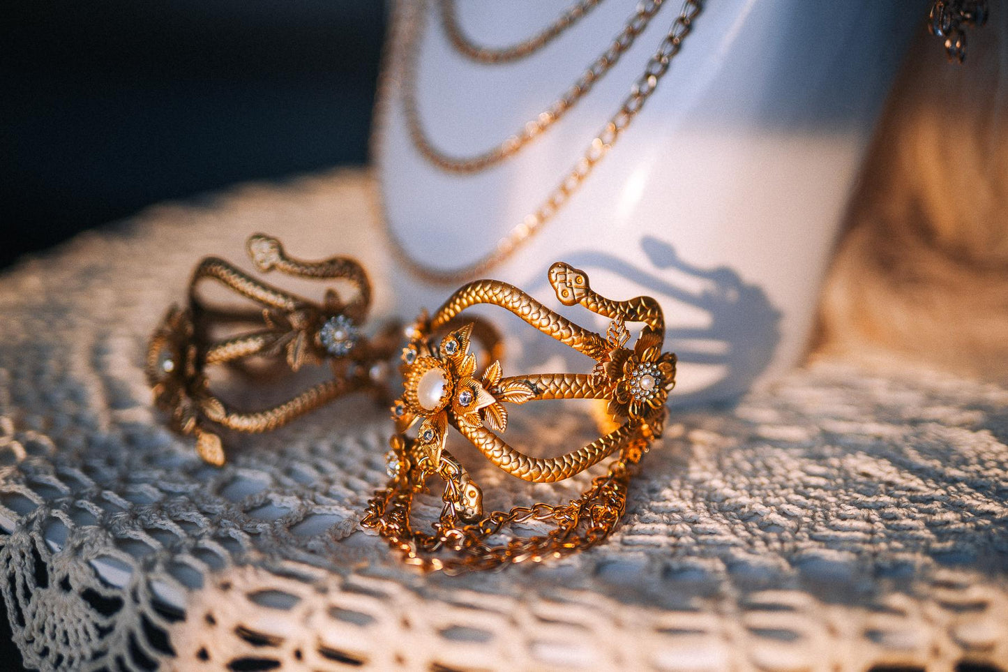 Medusa Arm Cuffs Pair, Gold Snake Arm Jewelry, Greek Goddess Jewelry, Medusa Costume Accessories
