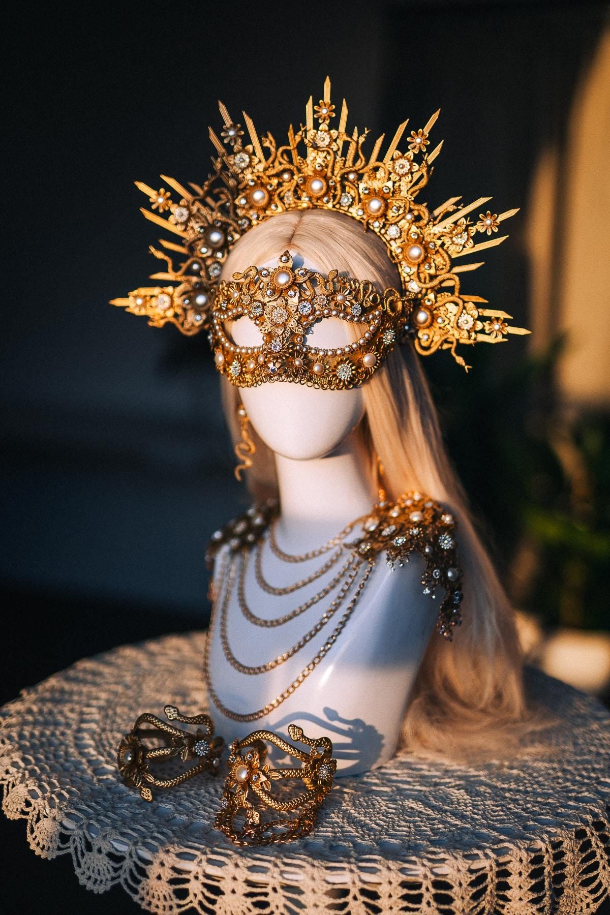 Medusa Shoulder Necklace, Gold Body Chain, Greek Goddess Jewelry, Snake Shoulder Jewelry, Medusa Costume Accessory